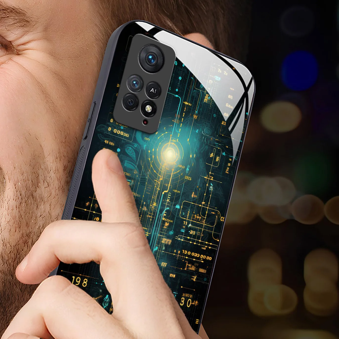 Coque Xiaomi Redmi Note 11 Pro Plus 5G Motif Abstrait Géométrique Arrière Verre Antichoc Cyberpunk