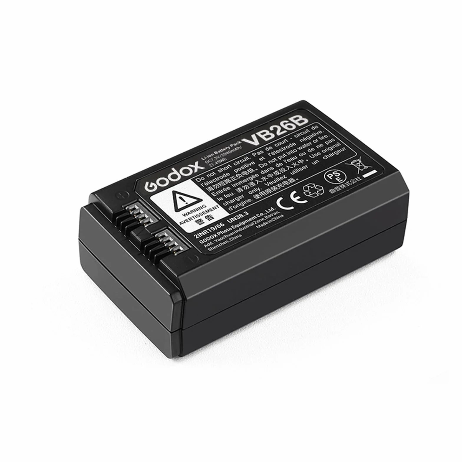 GODOX VB26 Batterie de Rechange V1C V1N V1S V1F V1O V1P AD100Pro V860III-C V860III-N V860III-S V860III-F V860III-O 2600 mAh DC7,2 V/2,6 Ah et 480 Fois Pleine Puissance Flash en