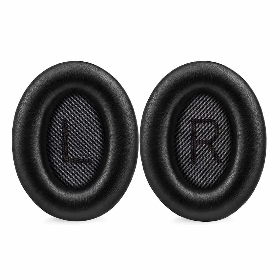 Bose Coussinets d'oreille Rechange pour Casque QuietComfort QC35/QC35 II, Mousse viscoélastique et Cuir protéique, Noir, 1 Paire