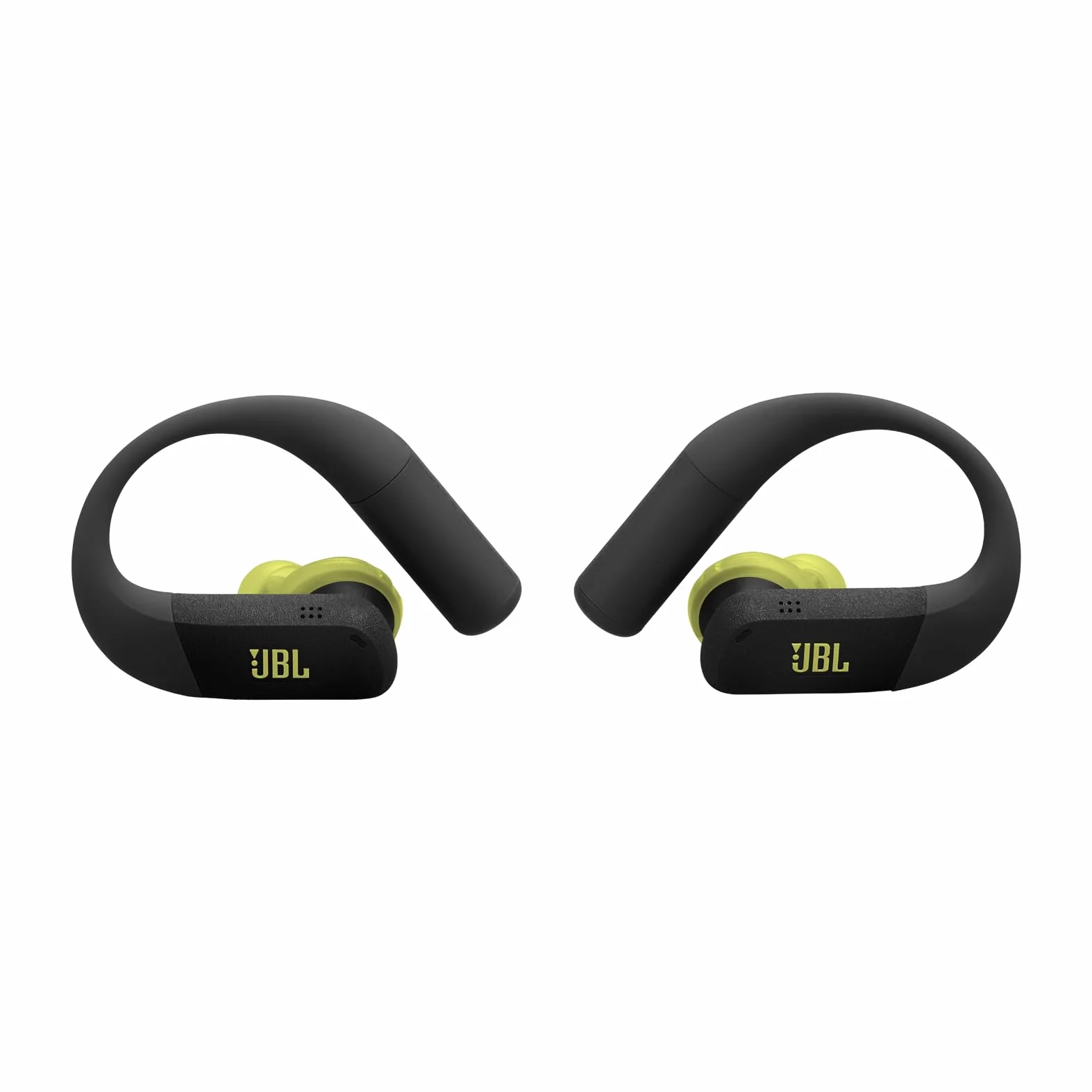 Écouteurs de sport sans fil JBLEndurance Peak4 à réduction de bruit intra-auriculaire BT, 48hrs d'autonomie, TwistLock Secure Fit, étanche à l’eau et à la poussière IP68,son JBL Pure Bass, noir/citron