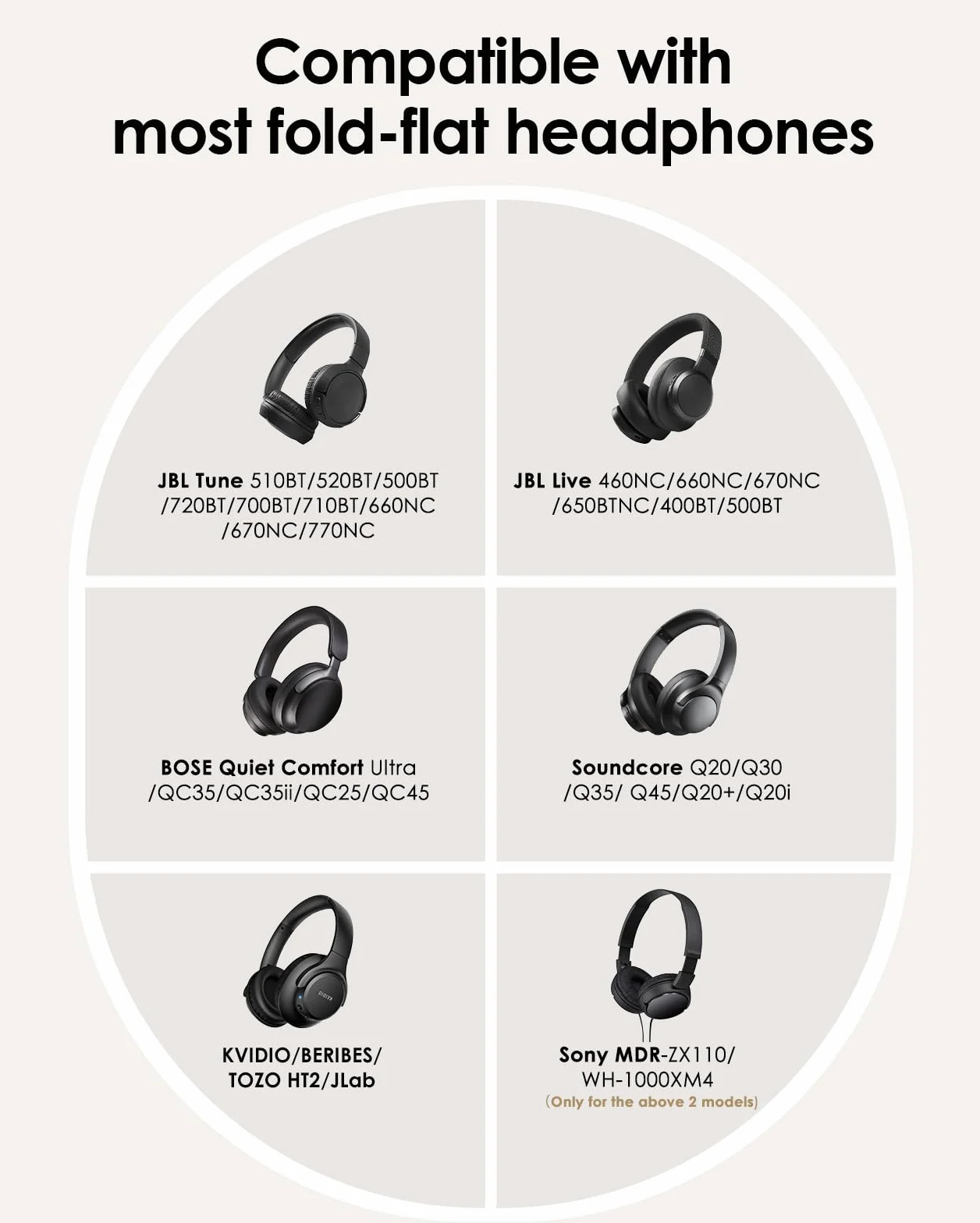 Etui pour Casque Audio Over-Ear JBL Tune 510BT 720BT 770NC 520BT Soundcore Q20i Q30 Bose BERIBES, Housse de Voyage Ultra-Fins