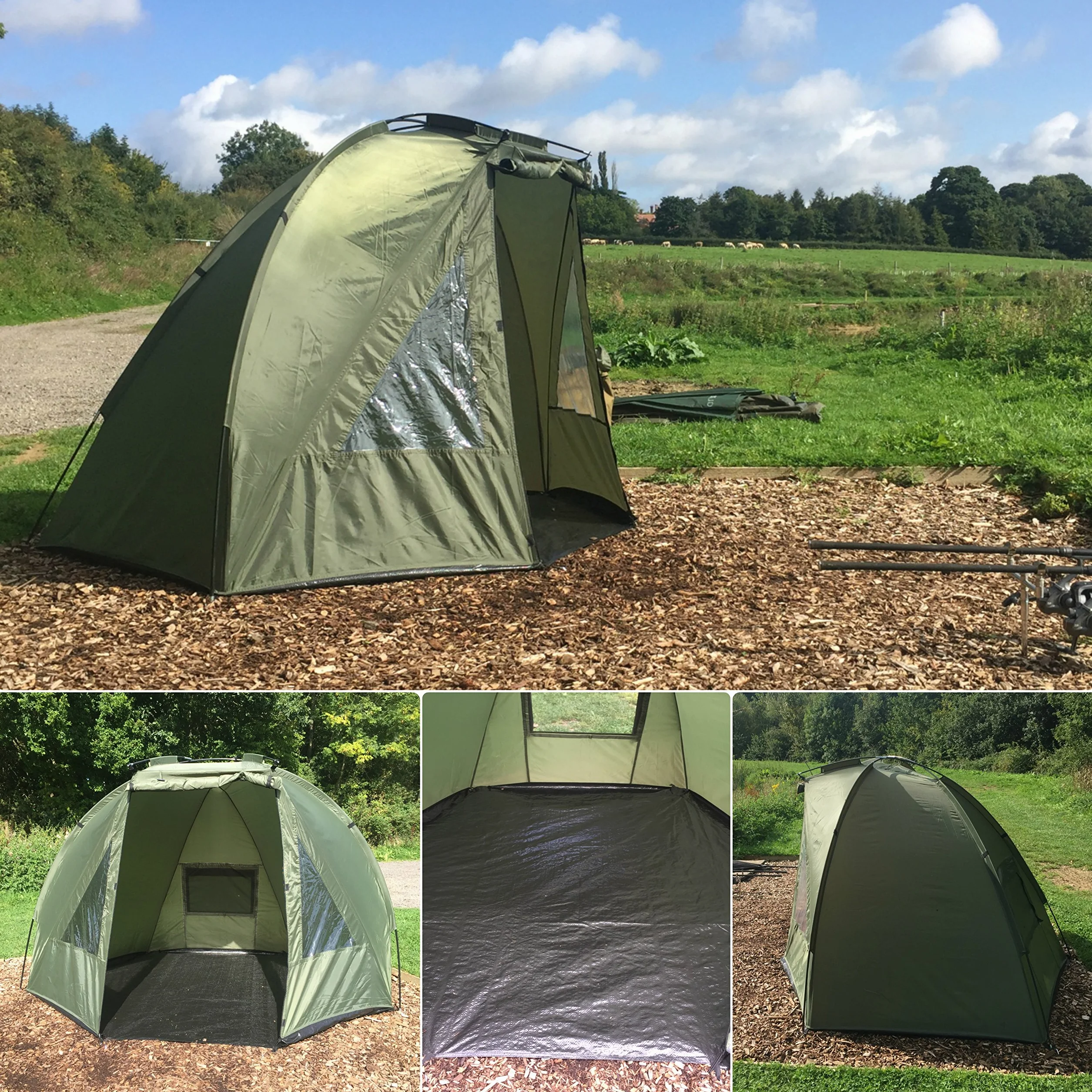 Quest Tente de pêche à la carpe colonne d'eau 5000 mm Bivvy 1-2 personnes
