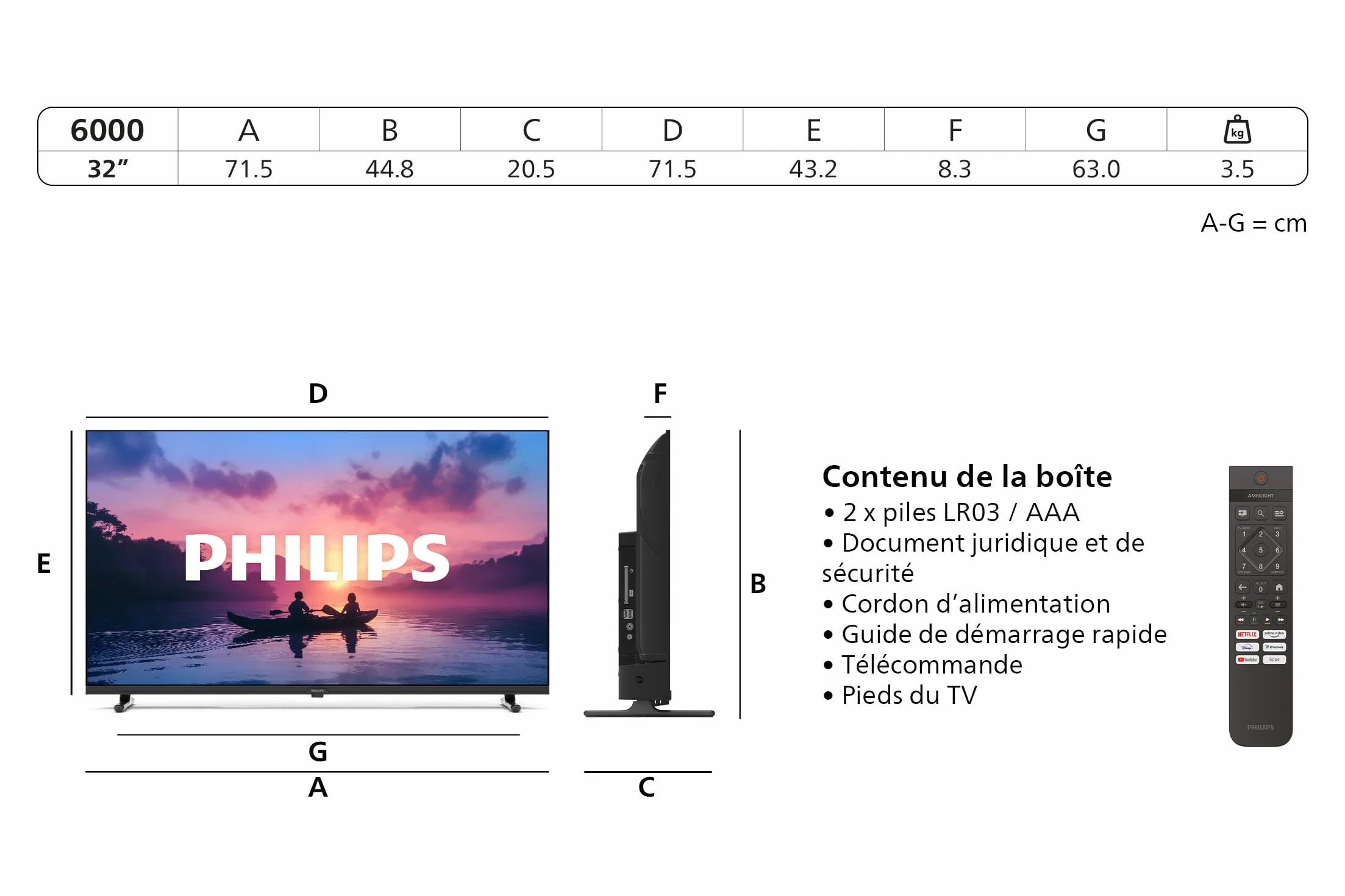 Philips Smart TV LED 32PHS6000 2K HD 32 Pouces Pixel Plus Titan OS Dolby Numérique Compatible Alexa Google Assistant