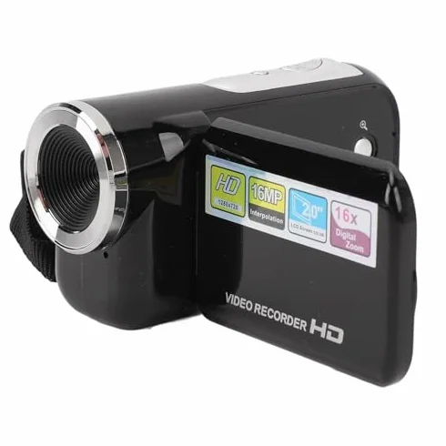 Denash Caméscope Vidéo, Enregistreur D'appareil Photo Numérique à Zoom Numérique 16MP 1080P 16X avec écran de 2 Pouces, Caméra Vlogging Anti-secousse pour la Photographie de Voyage