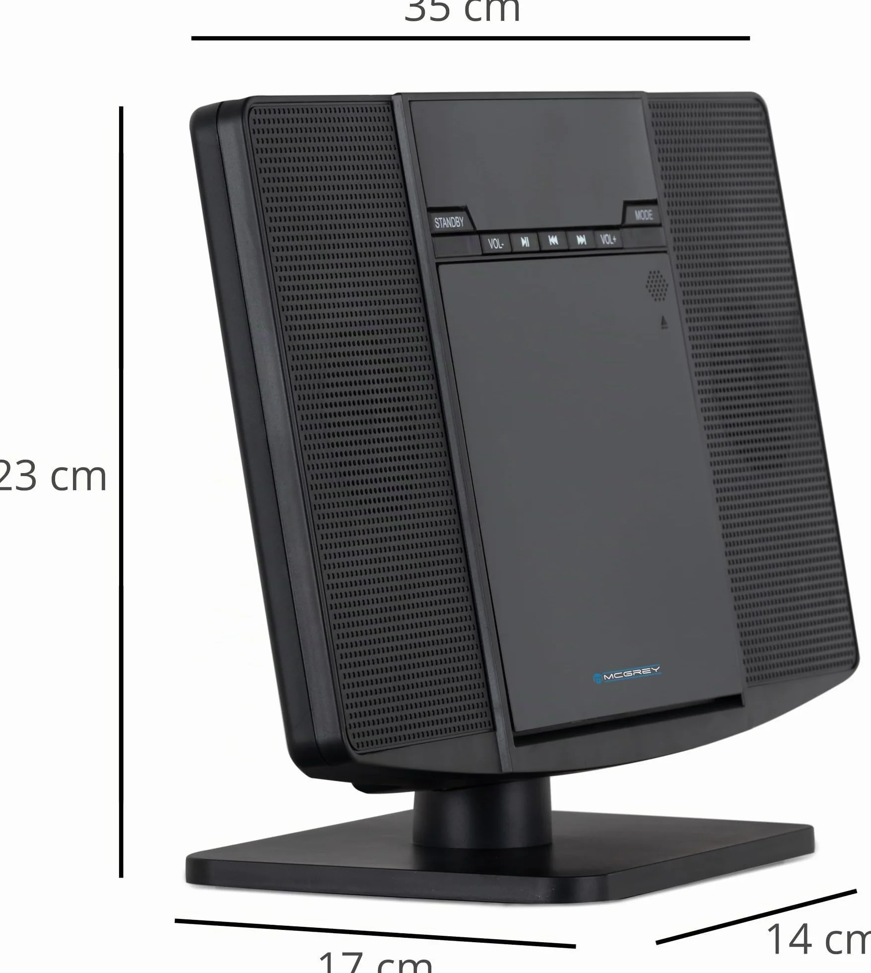 McGrey MCD-60 Système Stéréo Vertical - Hi?FI Compact Gain de Place avec Lecteur CD/MP3, Emplacement USB, Streaming Bluetooth & Radio FM/AM - Entrée AUX, Télécommande, 2X 3 Watt RMS - Noir