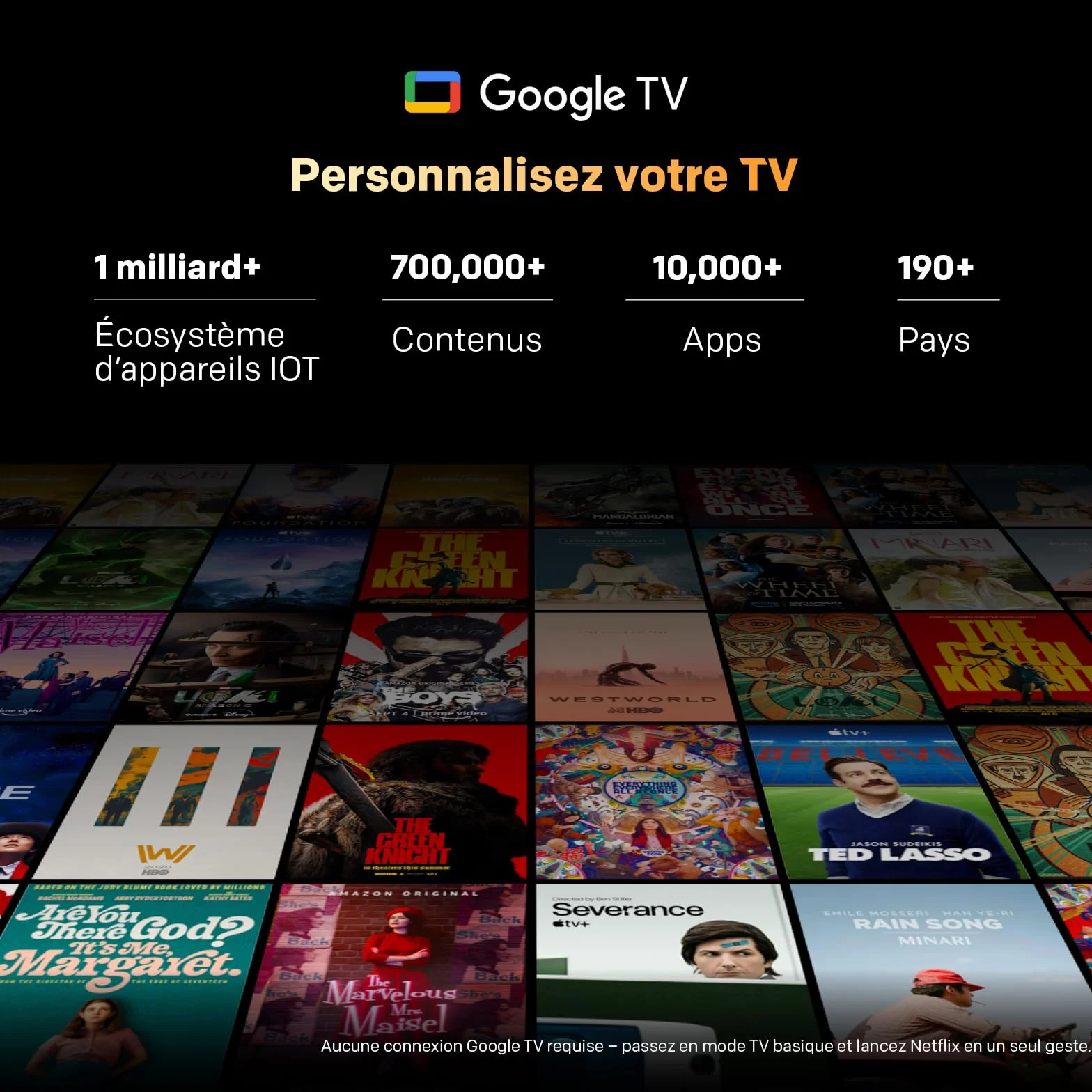Metz Mini LED TV 60 Pouces 4K, QLED, Television Google TV Local Dimming Dolby Atmos Dolby Vision MEMC HDR 10+ Bluetooth Eye Care HDMI Tuner DVB-T/T2/C/S/S2 CI+ (MNH7000Z, 2026 Nouveau Modèle)