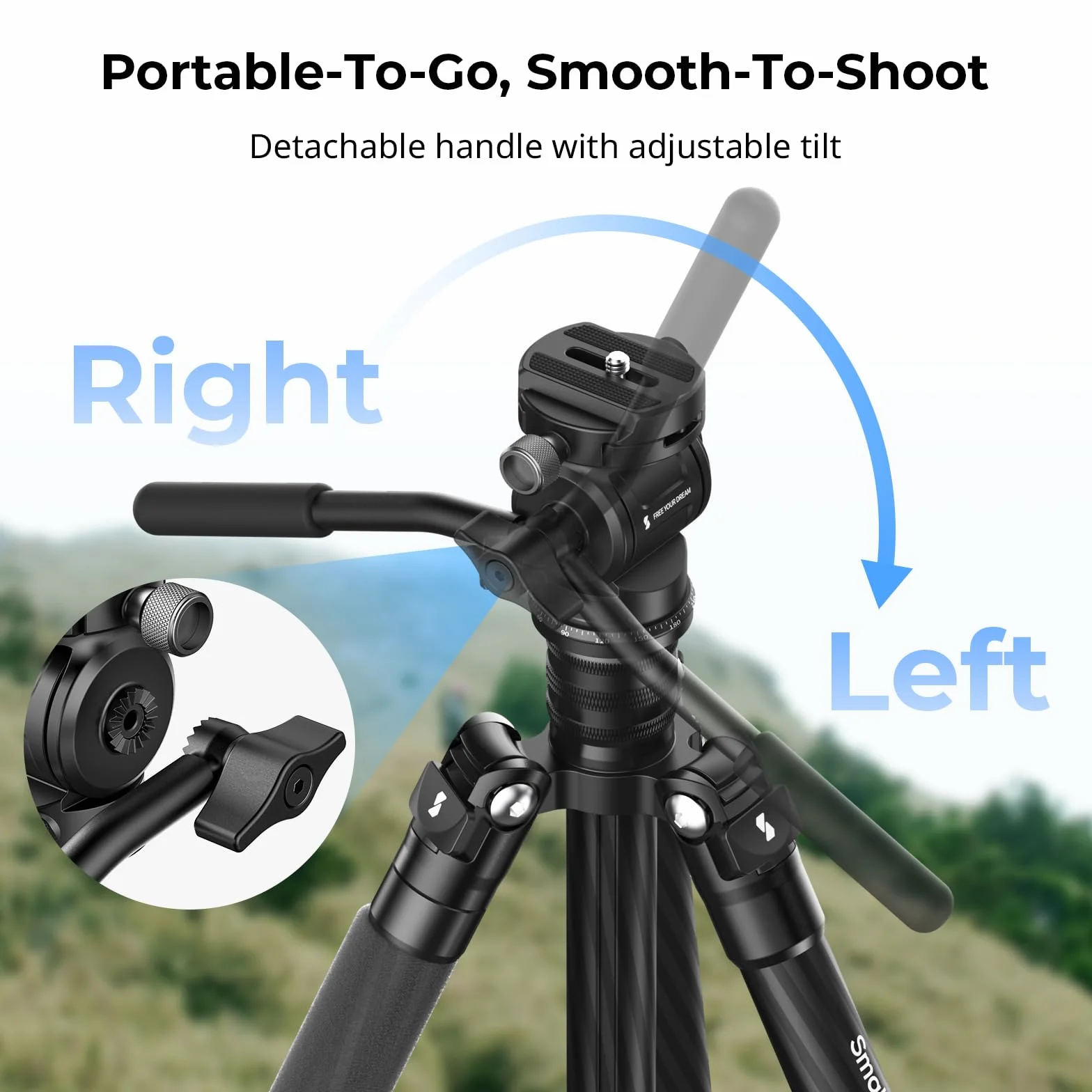 SMALLRIG Tête Vidéo CH3, Tête Fluide pour Trépied, avec Plaque à Dégagement Rapide pour Arca Swiss, Support Pivotant à 360° et Inclinaison à 90°/-70°, Charge Maximale 3 kg/6,6 LB pour Caméra - 4936