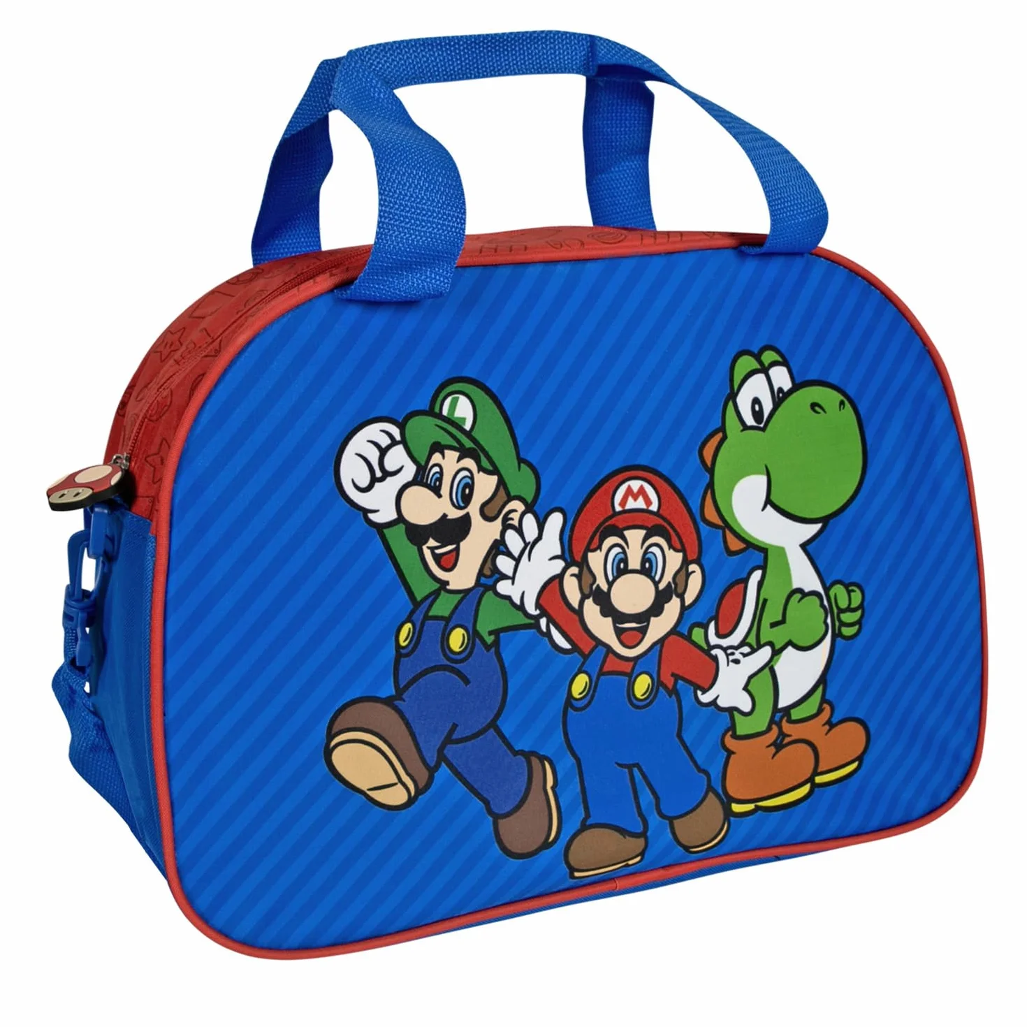 Sac de Sport Mario Enfant Bleu Rouge Sac de Voyage Super Mario Léger Résistant Garcon Ecole Sac à Main Bandoulière Piscine Danse Gym Football Garçon 28x41,5x21 cm