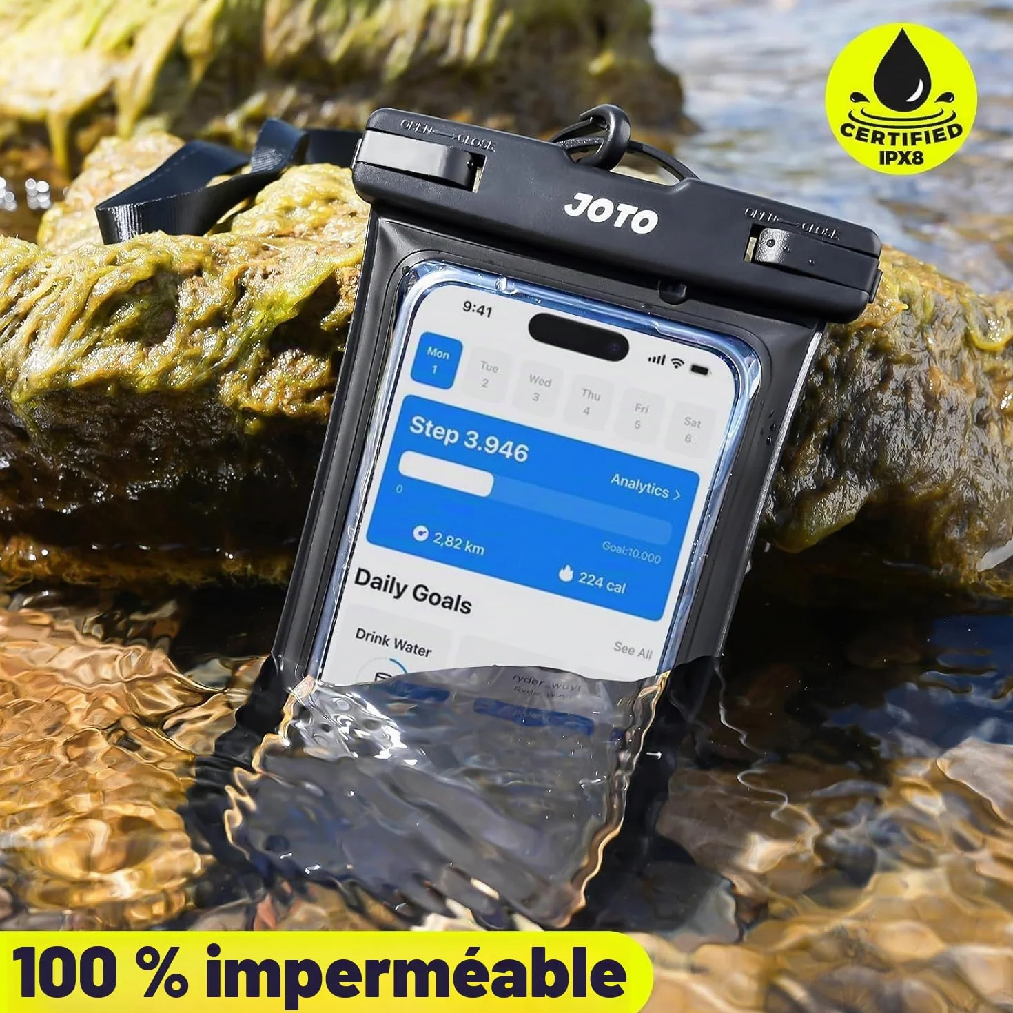 JOTO Housse Étanche Smartphone IPX8 7 Pouces Noir