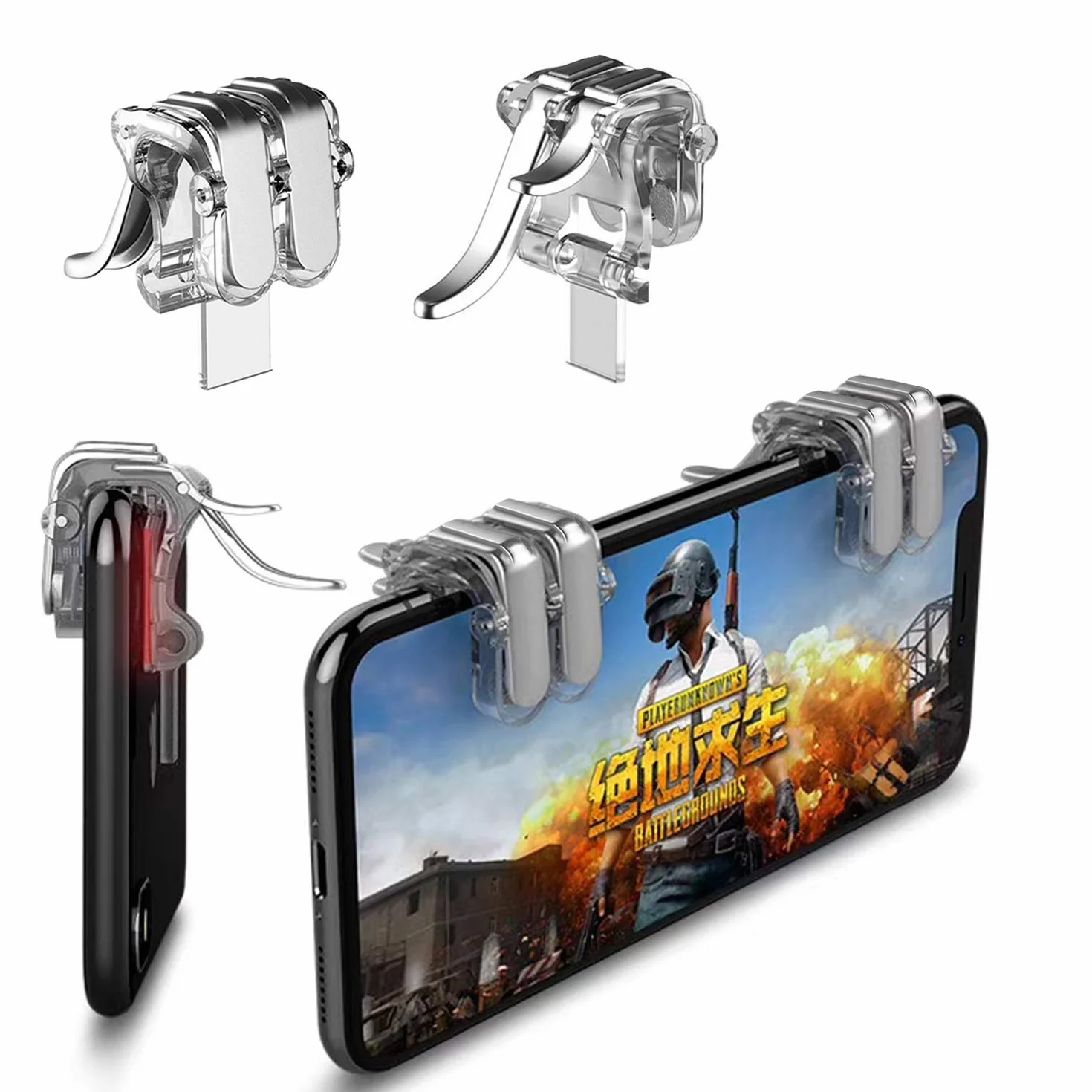 Newseego Contrôleur de Jeu Mobile PUBG, Mobile Déclencheurs Tirer et Viser Sensibles Manettes de Commande Mobiles pour Rules of Survival pour Android iOS (1 Paire Déclencheurs Clairs)