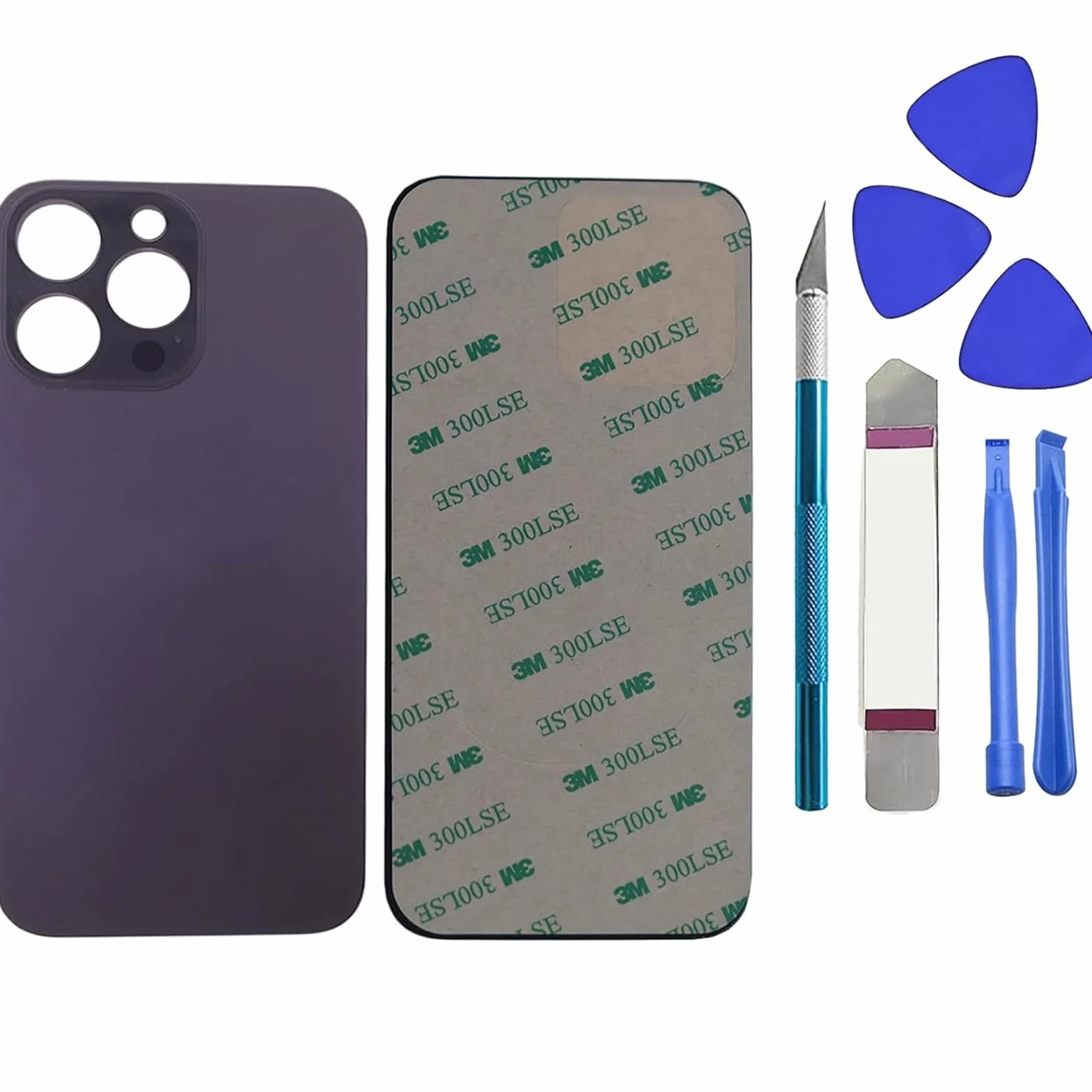 14 Pro Max Verre arrière de Rechange pour iPhone 14 Pro Max 6,7" avec kit d'outils Repar, Violet foncé