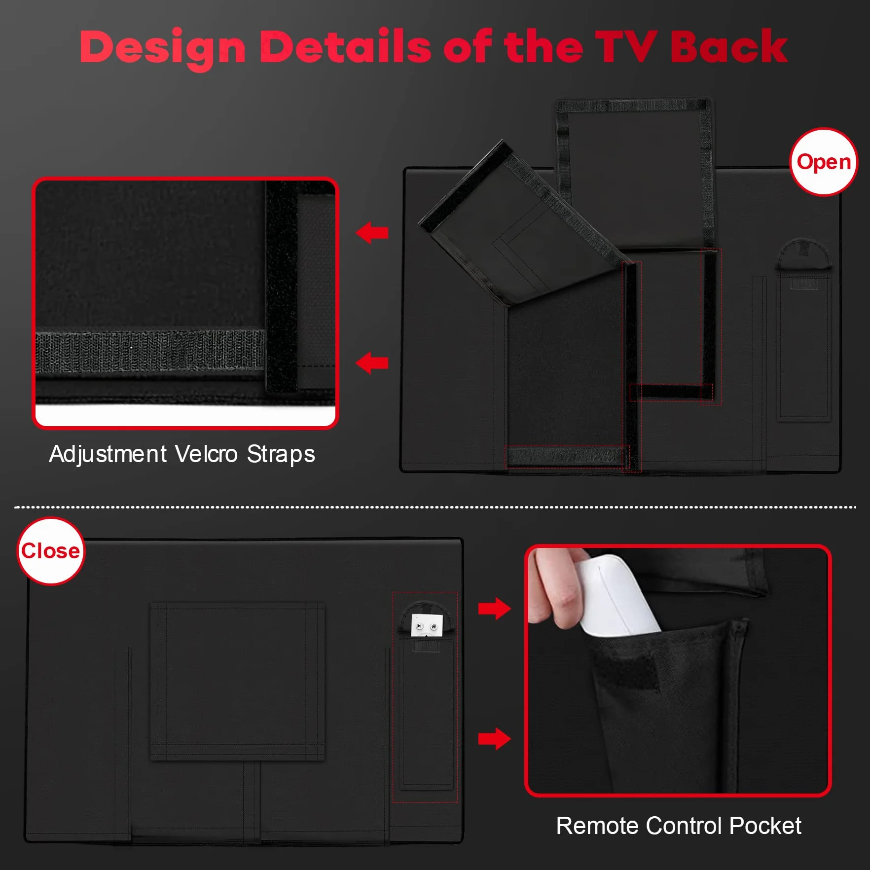 Housse de protection pour TV d'extérieur 32 Pouce – 600D résistante aux intempéries étanche Noir
