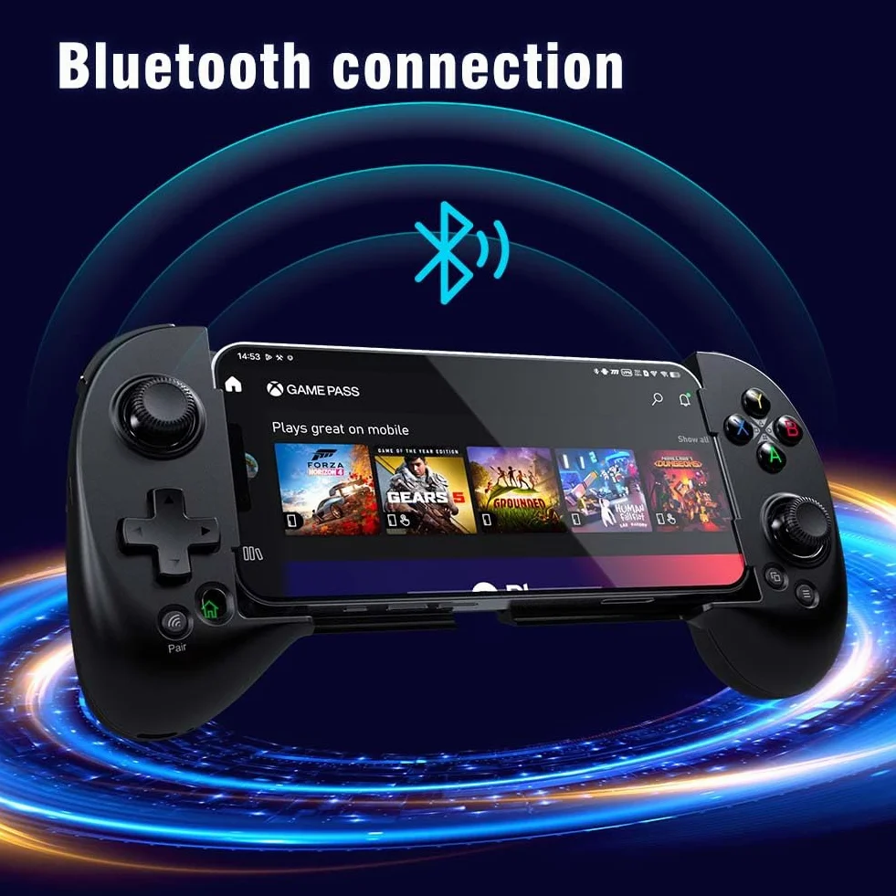 ShanWan Manette Smartphone Android/iOS, Manette de Jeu Mobile avec Hauteur du Joystick Réglable pour Xbox Cloud Steam Link GeForce NOW MFi Arcade Game (Ferreux)