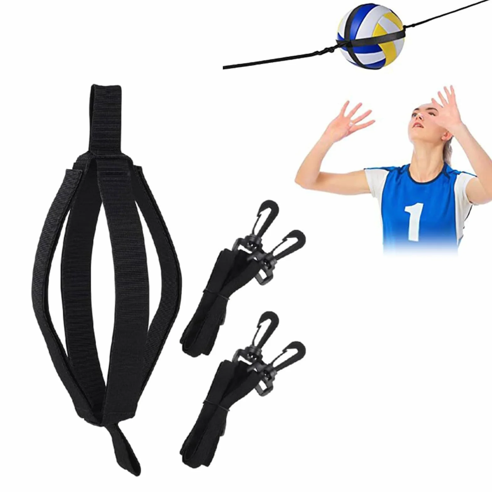 Kiuiom Appareil d'entraînement de volley-ball avec cordons élastiques réglables, Ceinture de résistance noire
