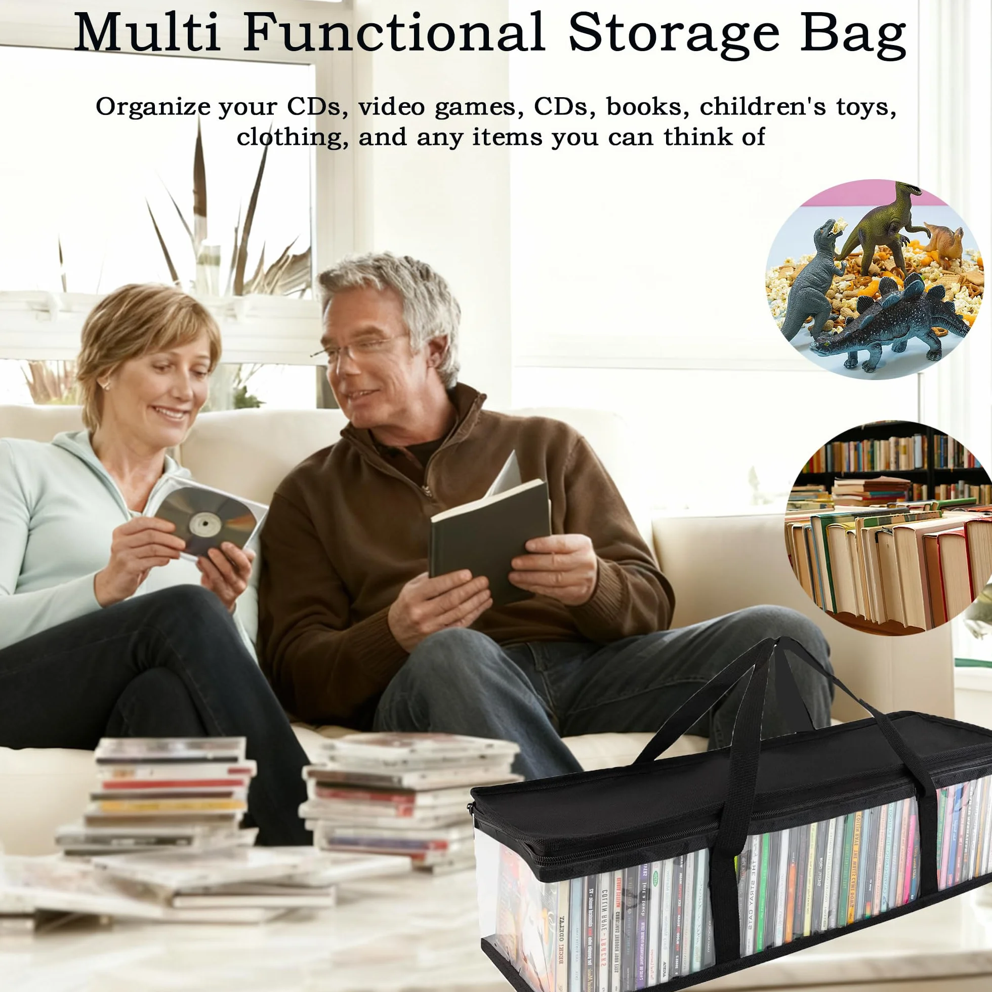 4PCS Sac De Stockage Portable, 60*15*22cm Sacs De Rangement Pour DVD, Étuis De Empilables Portables Pour CD, Pour DVD, CD, Jeux Vidéo, Livres, Boîte De Rangement CD, Sac De Rangement