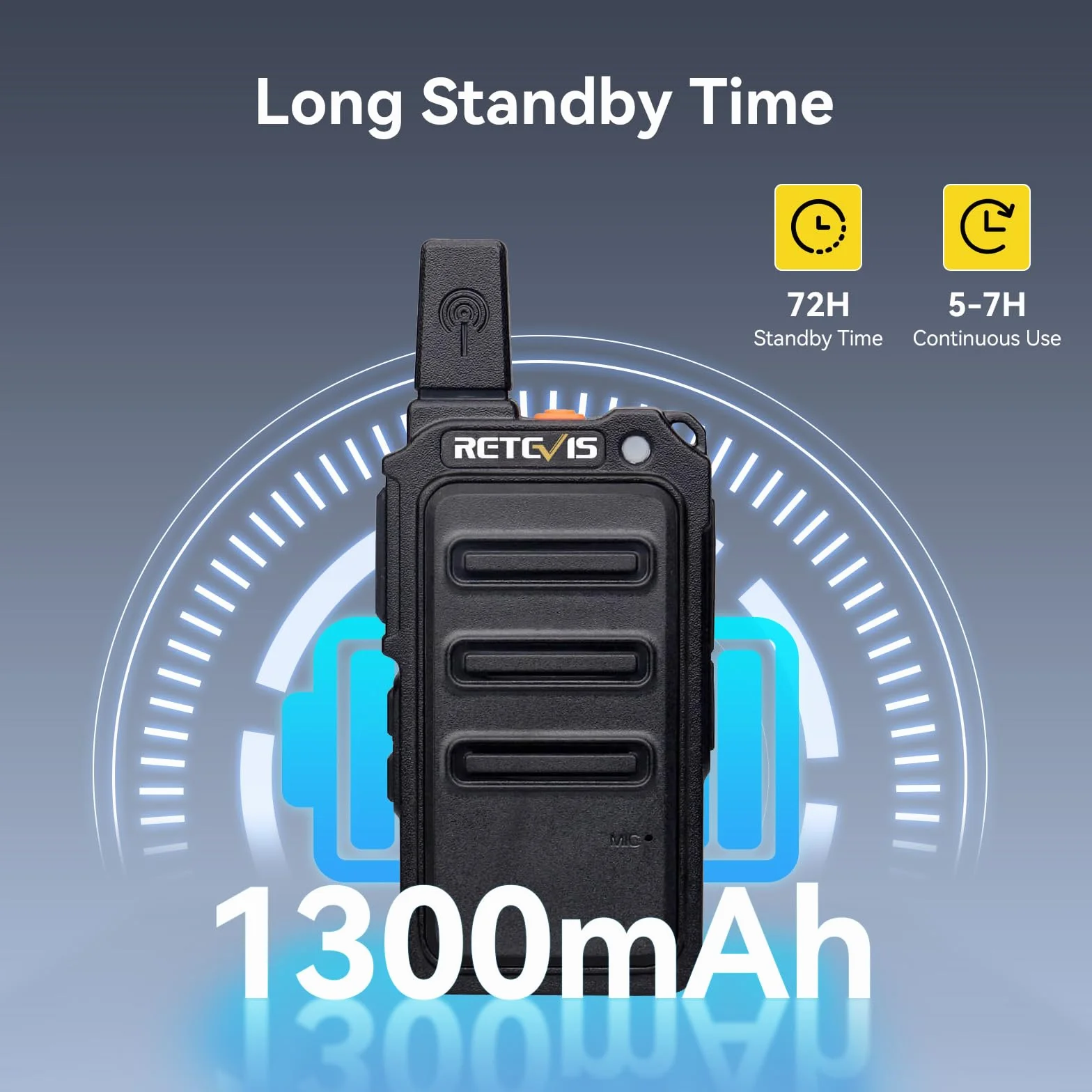 Retevis RT619 Talkie Walkie Mini, PMR446 Rechargeable Talkies Walkies 1300mAh, VOX Squelch, 2 en 1 USB Câble de Charge, sans Licence Portable Walkie Talkie pour Salle à Manger (4Pcs, Noir)