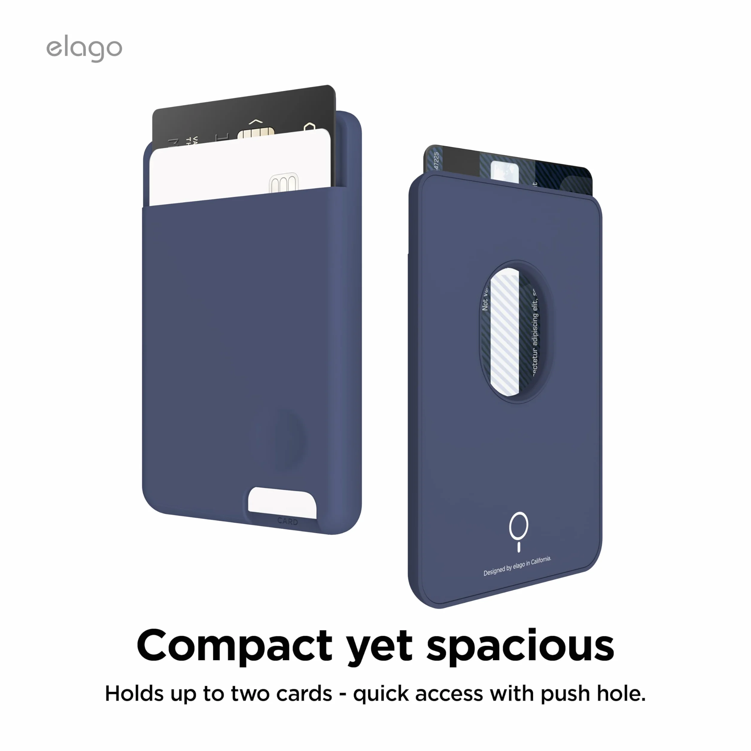 elago Porte Cartes Magnétique 2 Cartes Compatible MagSafe iPhone 16/15/14/13/12 Séries Portefeuille Téléphone Bleu