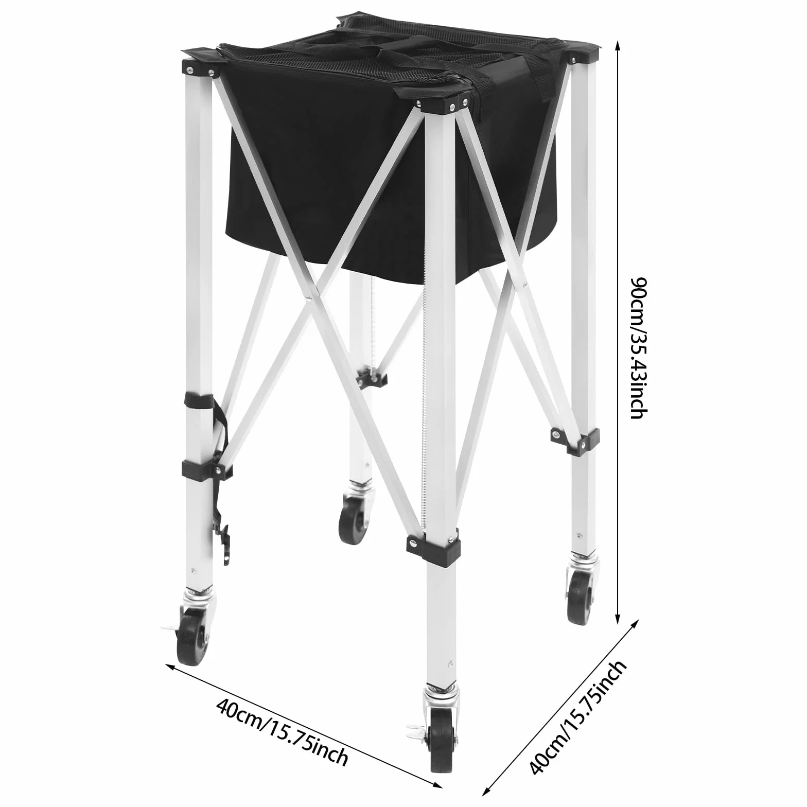 Panier à balles de tennis pliable en aluminium avec roues X cadre 150-170 balles