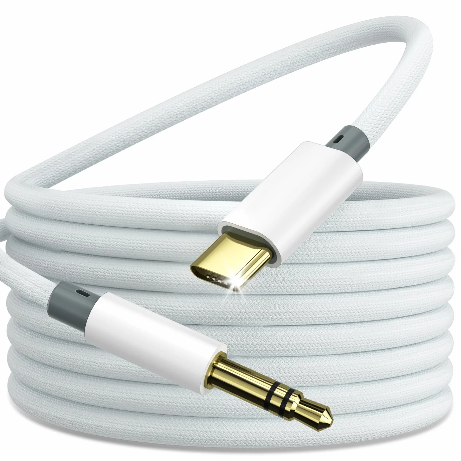 DAC USB-C à 3,5 mm pour iPhone 16/15 Pro Max, Galaxy S24/S23/S22 Ultra - Câble Audio Blanc