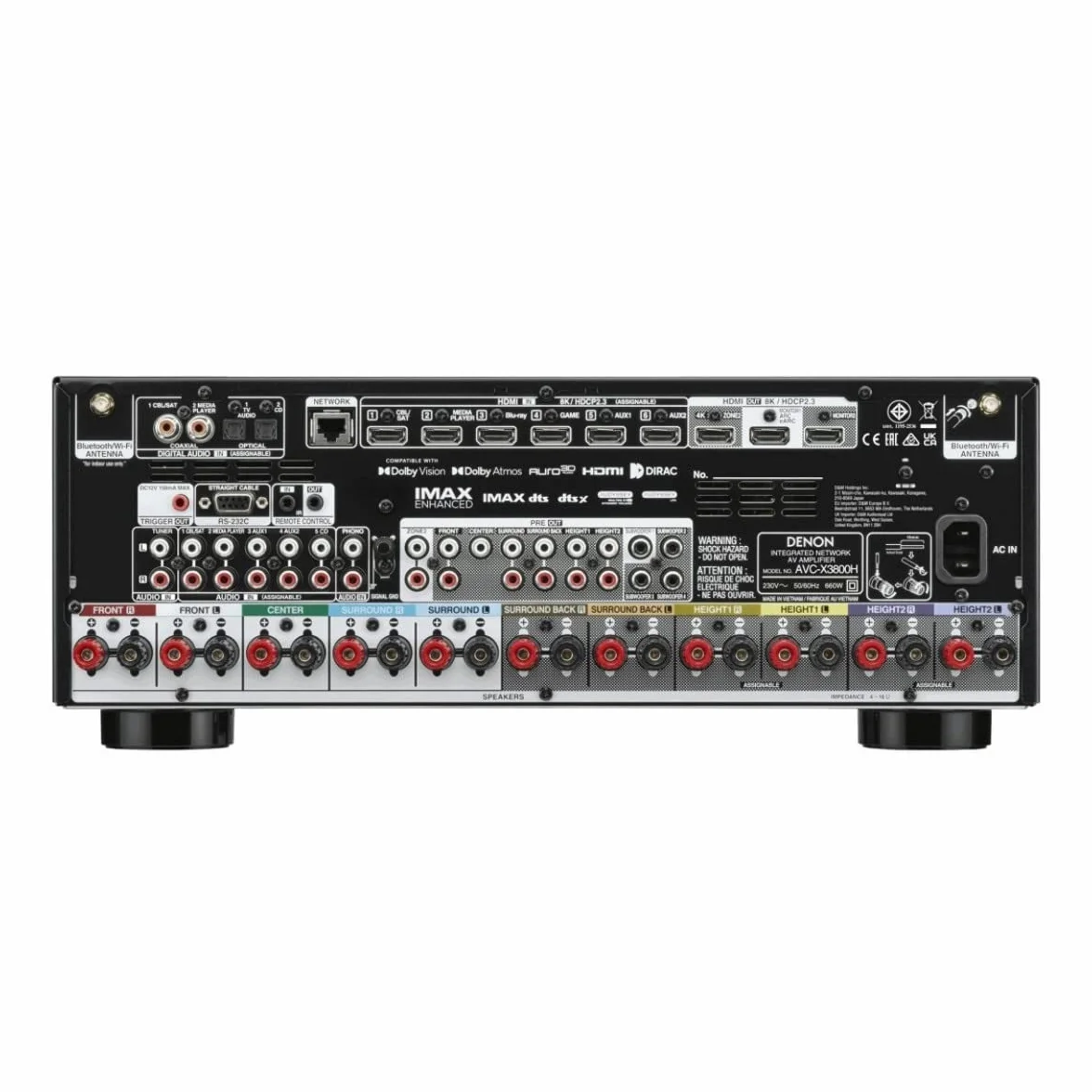 Denon AVC-X3800H Amplificateur Home Cinéma 9,4 Canaux avec Dolby Atmos, DTS:X, Auro-3D, 8K Ultra HD, HEOS Multiroom, Bluetooth, AirPlay 2, Compatible Alexa - Noir
