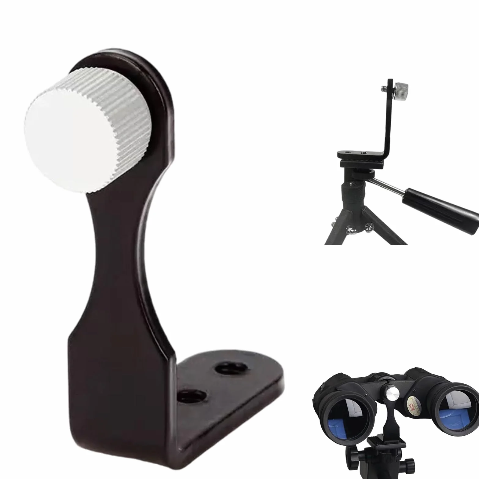 L Metal Binocular Adapter, Adaptateur Universel pour trépied binoculaire, Support en L, Adaptateur de Montage en métal 50 mm Compatible avec tous les trépieds 1/4, télescope, caméra, Noir
