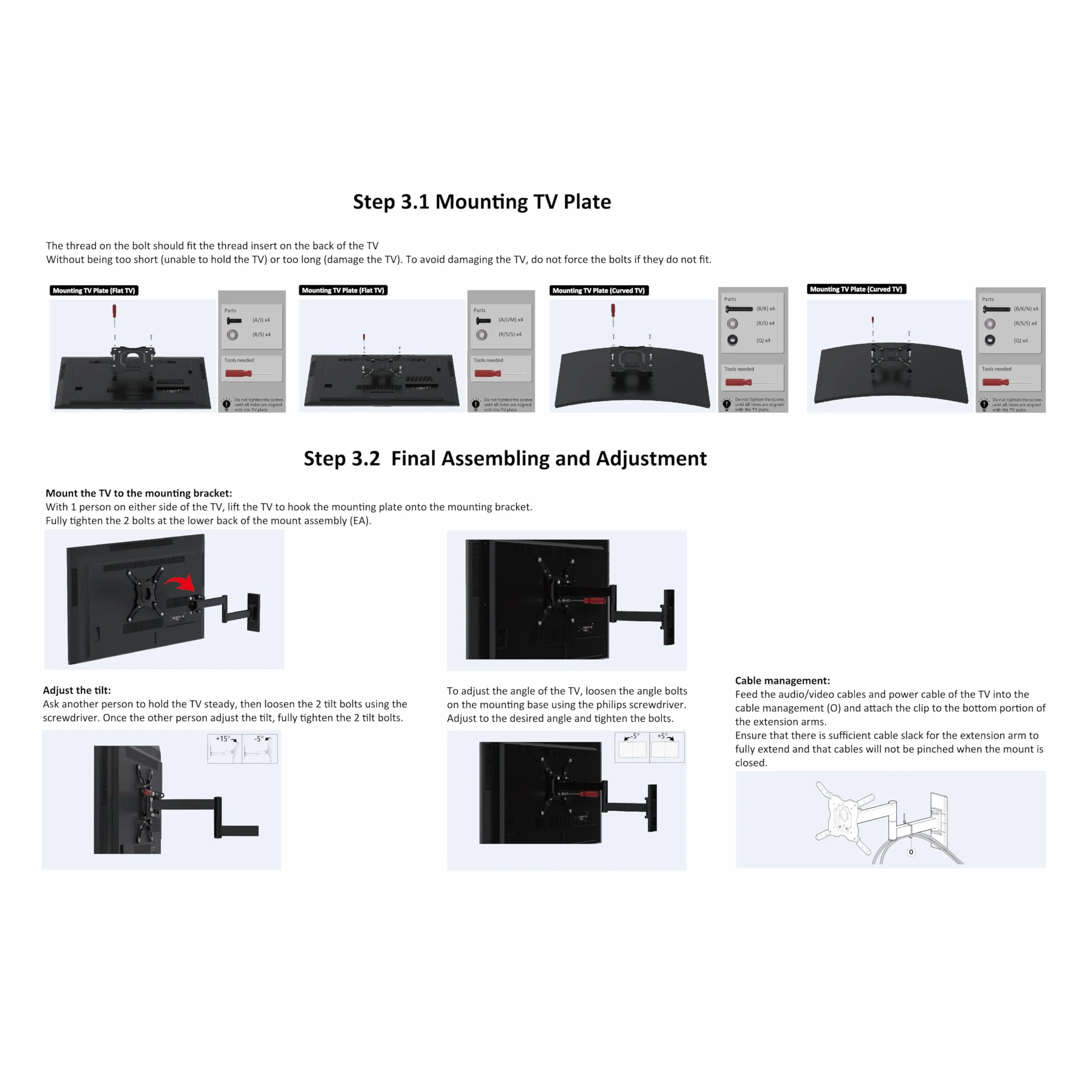 Amazon Basics Support Mural Pour Téléviseur, Mouvement Complet, Pivotant et Inclinable, Pour Téléviseurs ou Écrans Plats et Incurvés 12 à 40 Pouces Jusqu’à 36kg, Support TV, VESA max. 200x200mm, Noir
