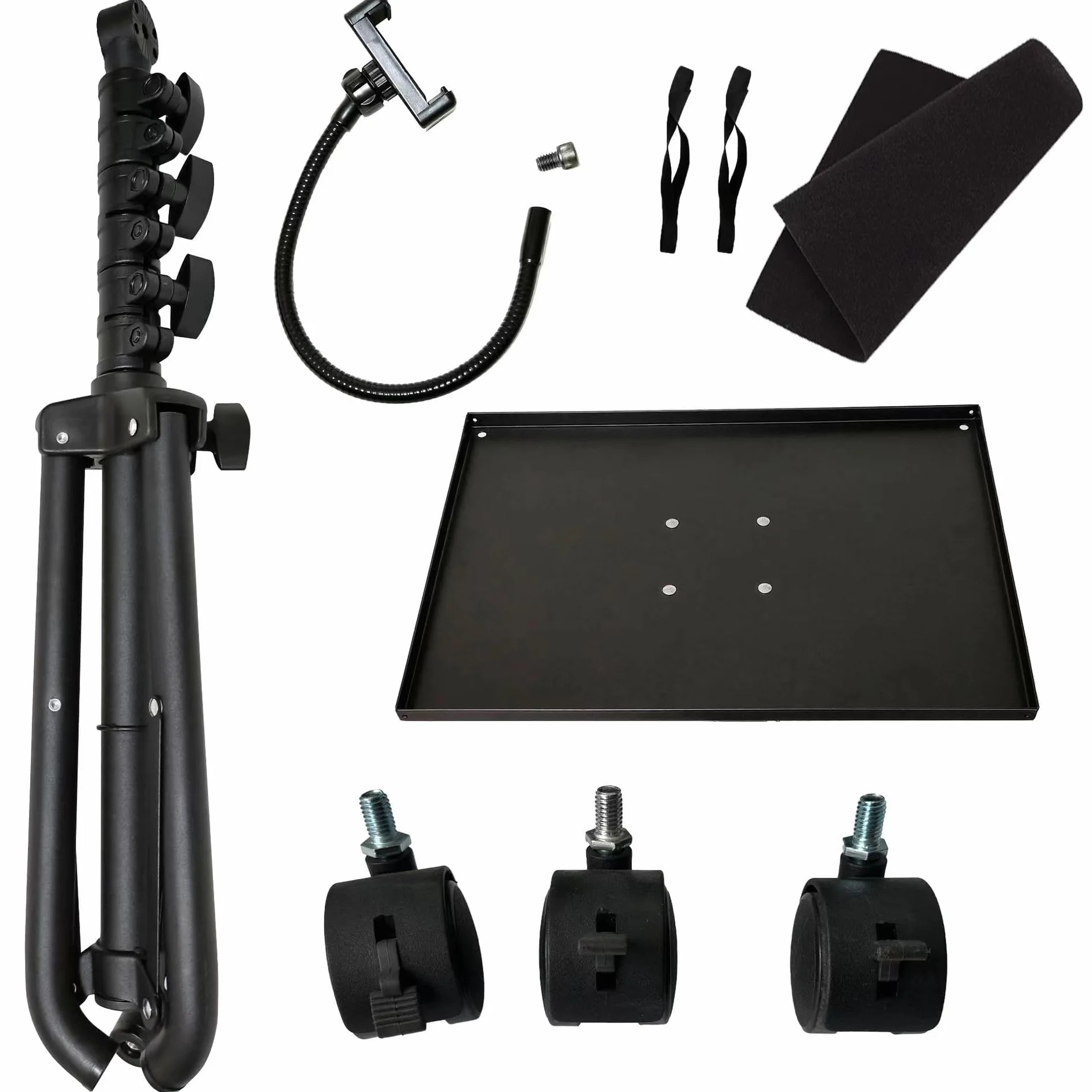 Trepied Videoprojecteur Musical 4 en 1 Support Portable au sol Hauteur Réglable 73-149 cm Pivotant 180 Degrés avec Roues
