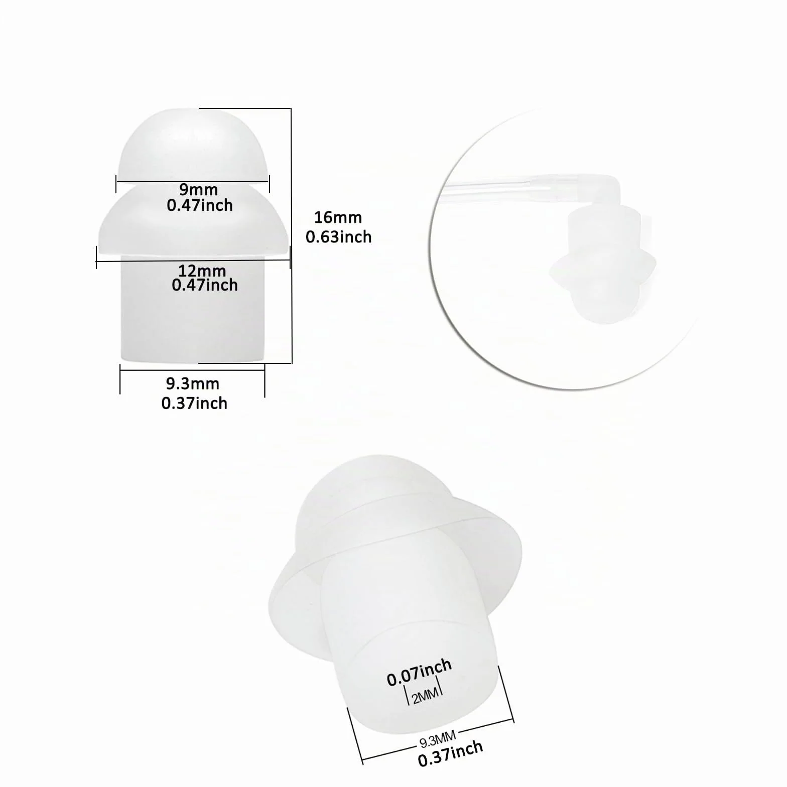 HYS Oreillette Écouteurs Intra-Auriculaires avec Tube Acoustique, 3,5 mm, Transparent, avec Clip de Fixation, Casque de sécurité pour Radio (Noir, écouteurs + 1 tête Champignon Plus Longue)