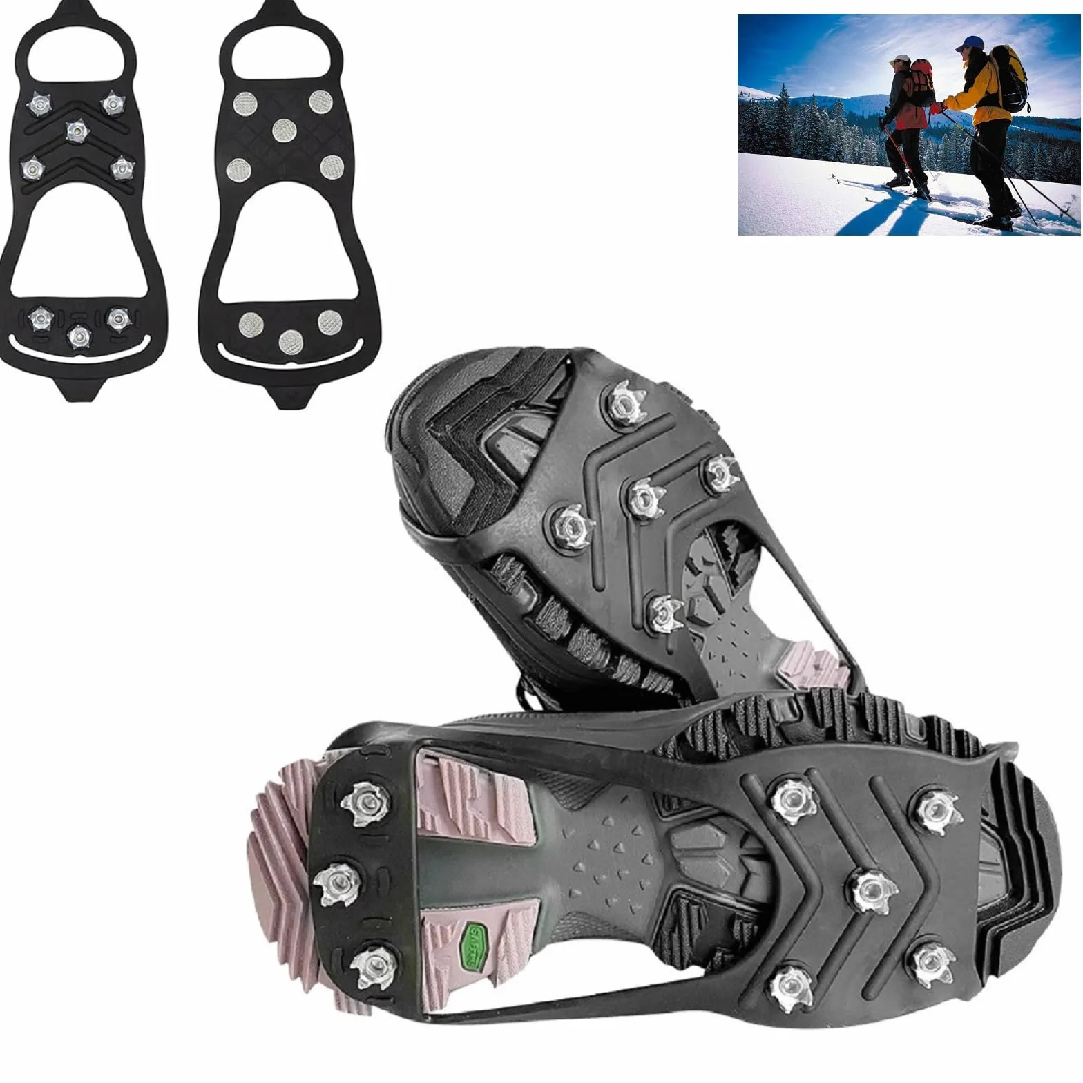 Crampons Antidérapants pour Randonnée, Escalade, Marche - 8 Dents