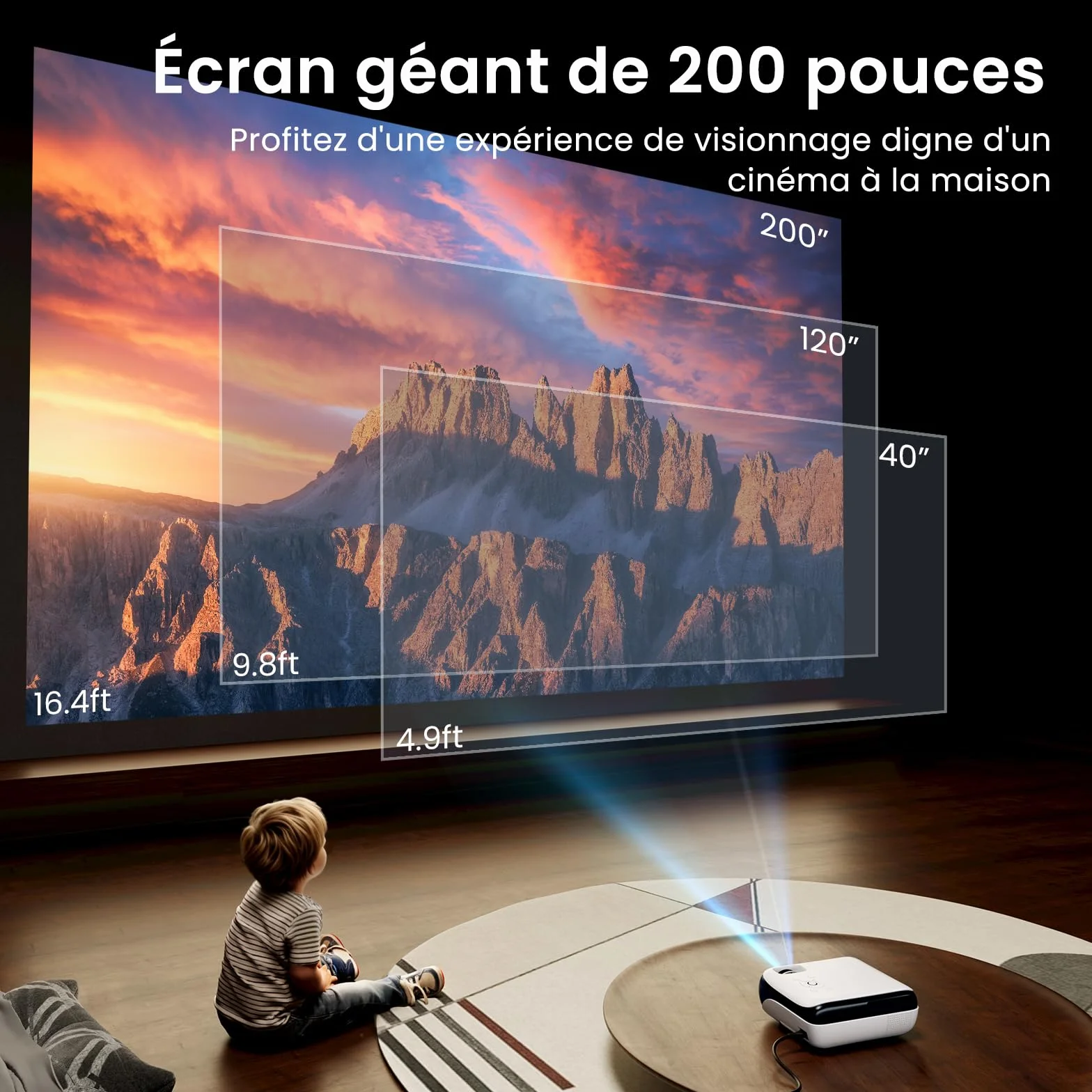 HOPVISION Videoprojecteur 4K Supporté 1080P Natif Full HD Bluetooth Home Cinéma Portable