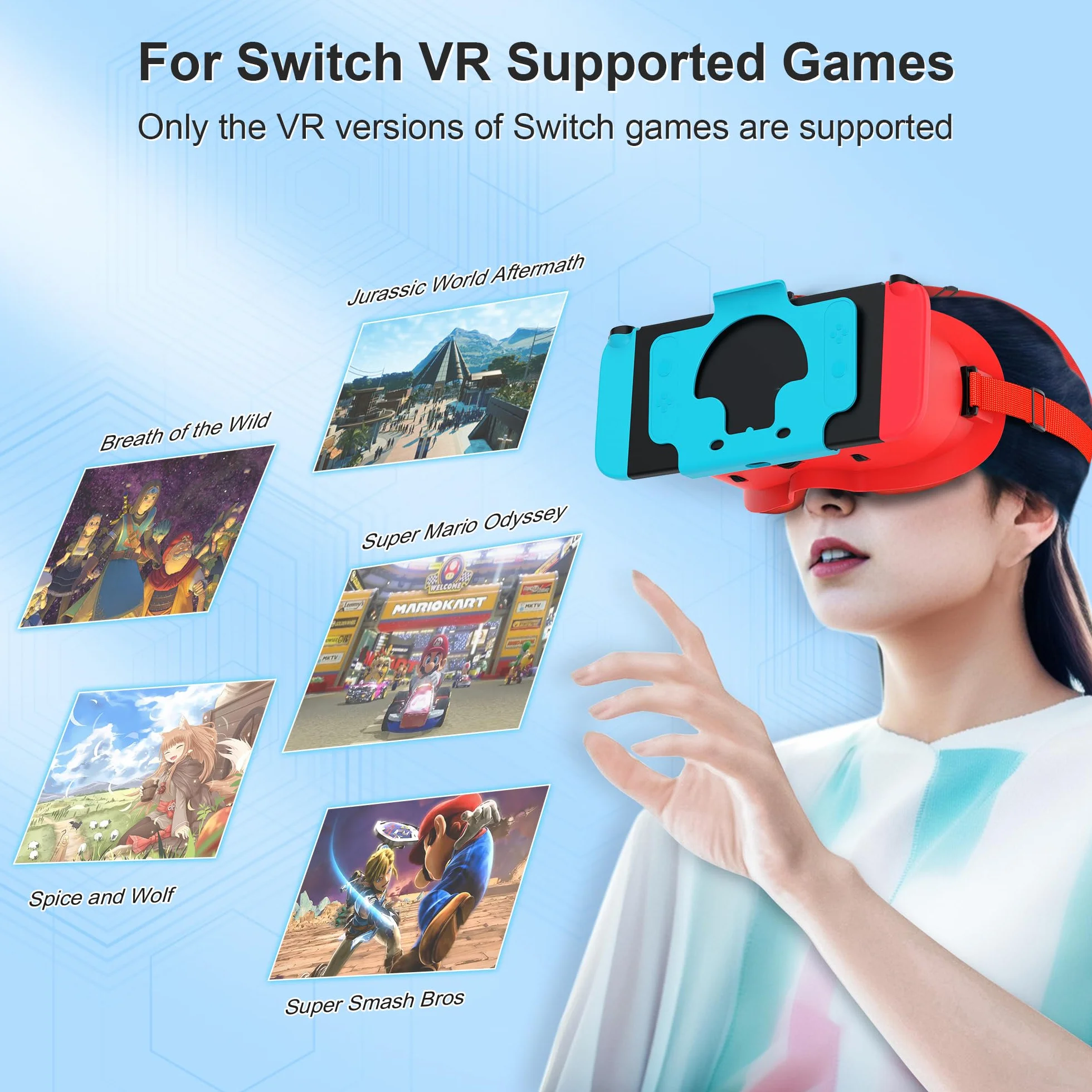 Casque VR 3D Réalité Virtuelle pour Nintendo Switch OLED avec Lentilles Réglables