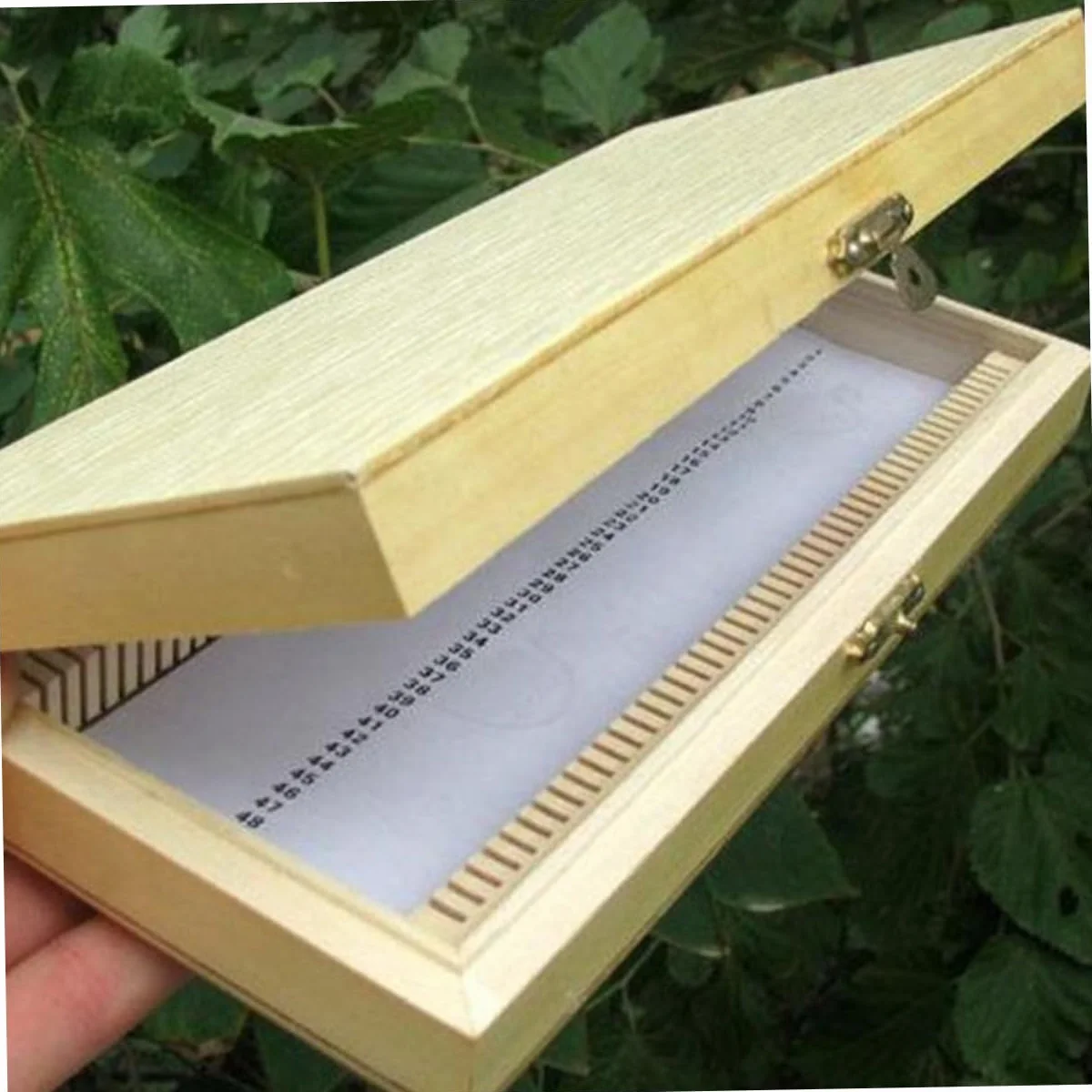 Amosfun Boîte Coulissante en Bois Compacte et Facile à Transporter Compartiments Numérotés pour 50 Lames de Microscope pour Collection de Spécimens