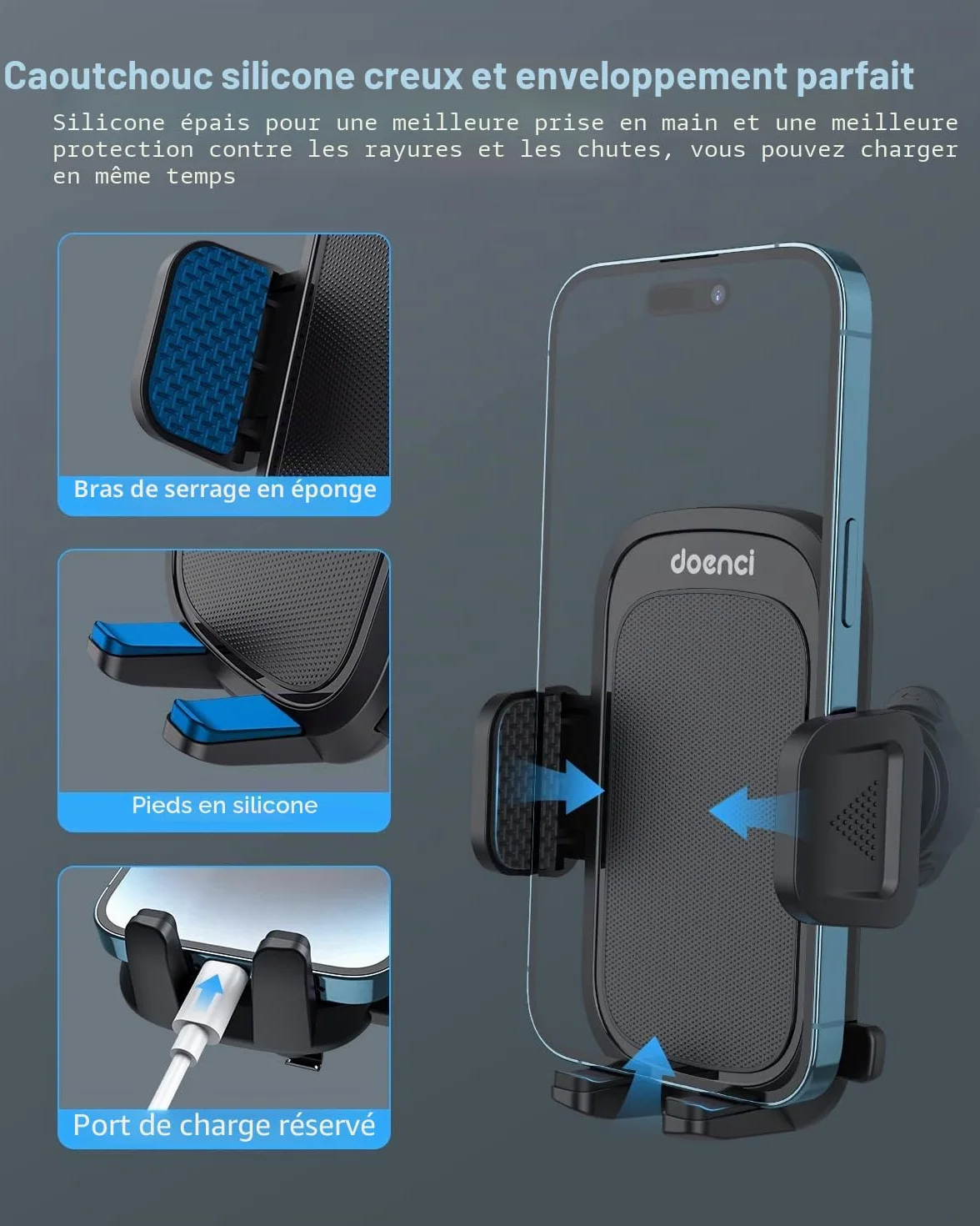 Support Téléphone Voiture [Clip de Qualité Militaire] pour Smartphone 4-7", Accroche Téléphone Rotatif à 360° – Compatible iPhone 16/15/14/13 Pro Max, Samsung/Xiaomi/Huawei