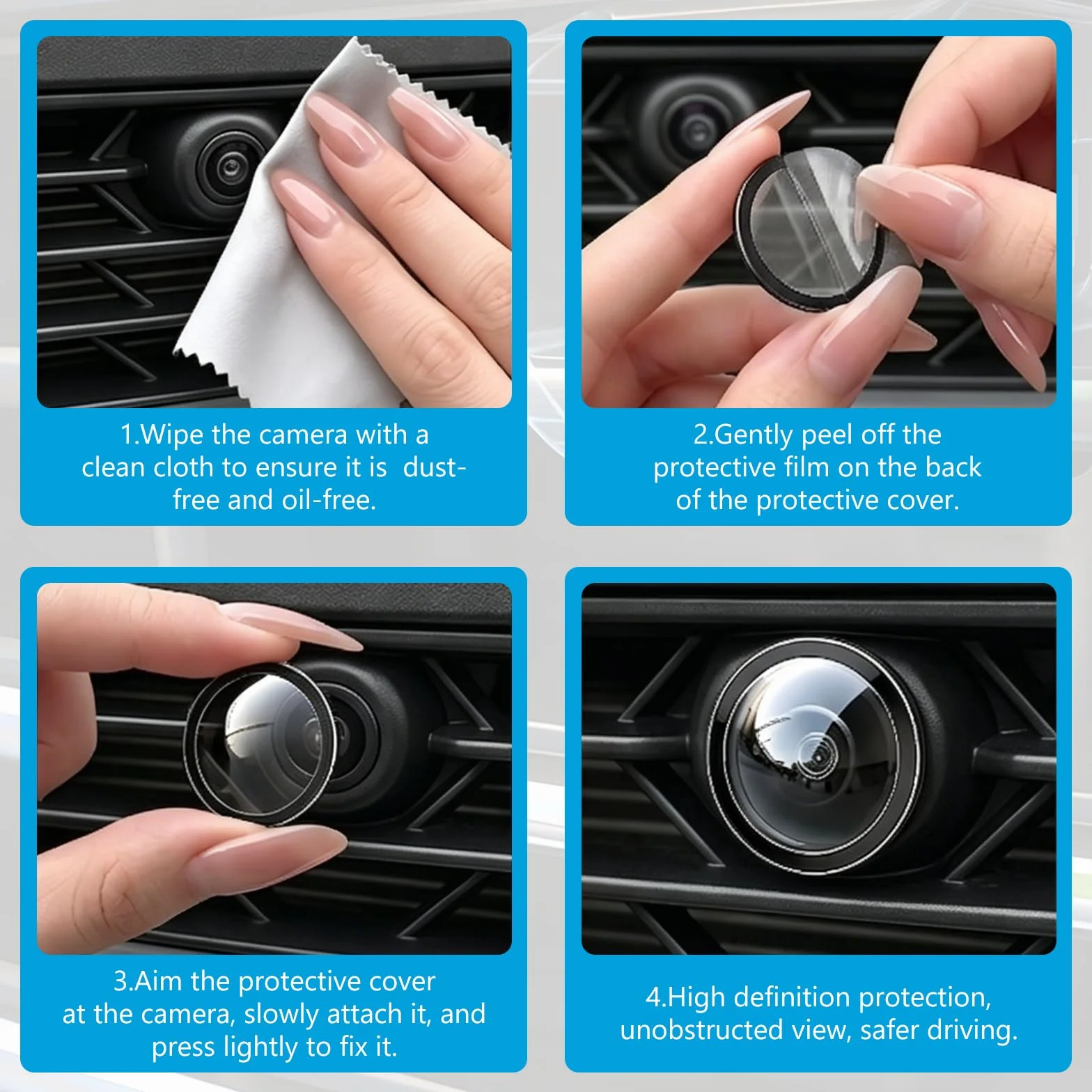6 Pièces Protection d'objectif pour Caméra de Recul de Voiture Kit,360° Transparentes Protection de Caméra de Voiture Contre la Pluie, pour Voitures, SUV