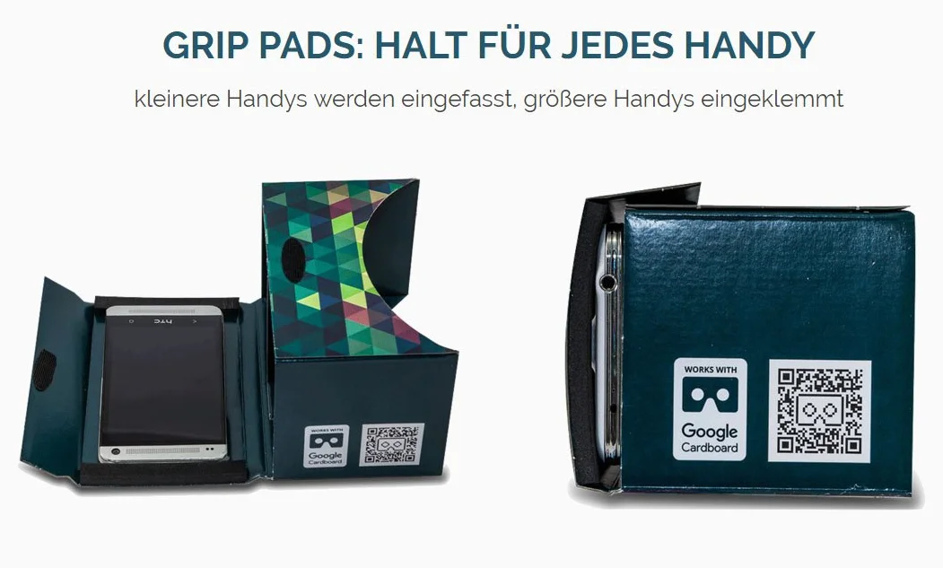 Google Carton Pop! Cardboard MR.CARDBOARD VR Casque réalité virtuelle Serre-tête Android Apple iOS Fabriqué Allemagne