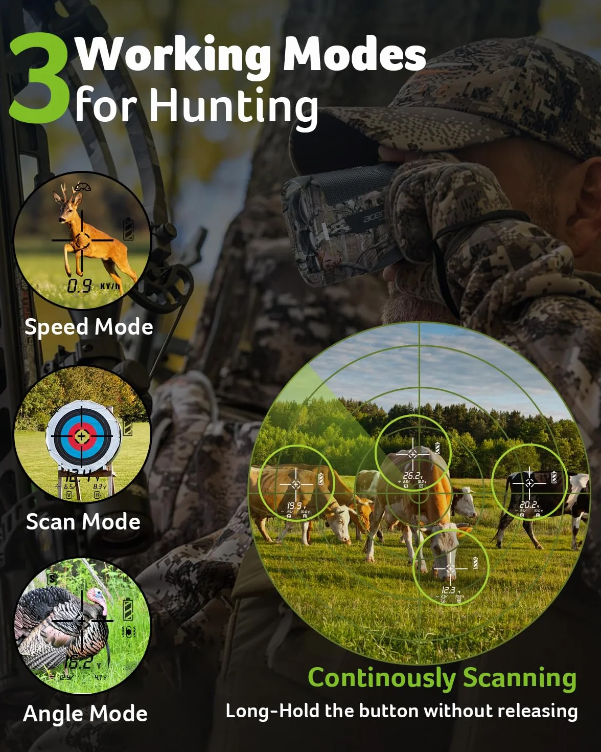 Acer Télémètre de chasse 800 m 6x grossissement étanche batterie rechargeable