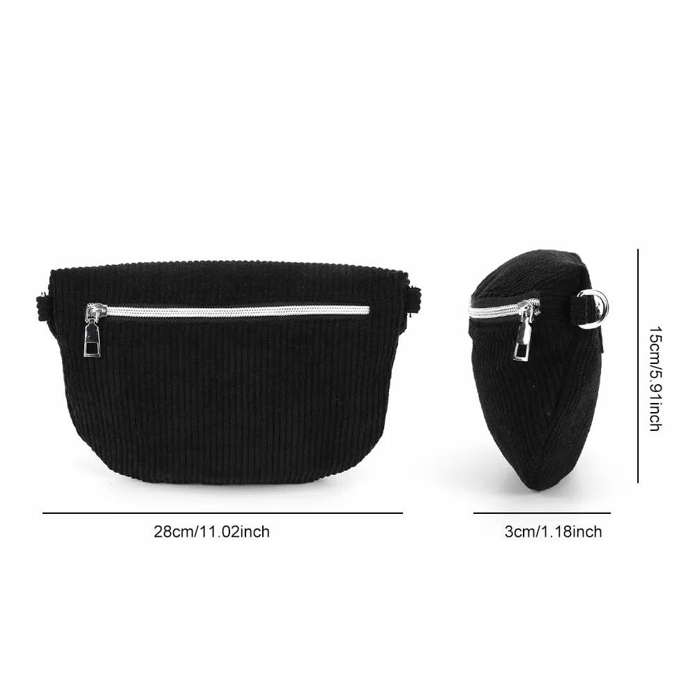 Sac banane en velours côtelé avec sangle réglable, sac de poitrine pour homme et femme