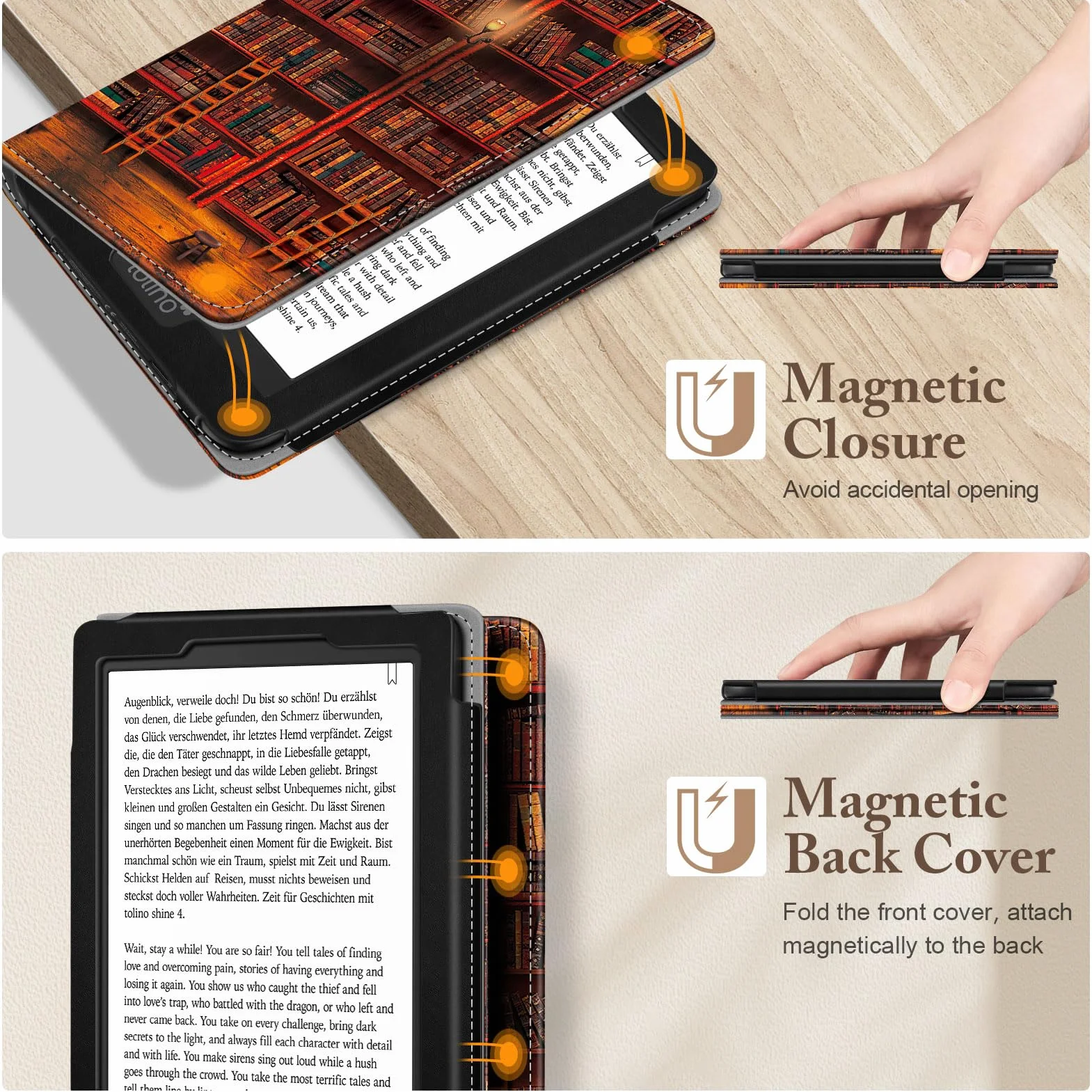 FINTIE Étui Compatible avec 6” Kobo Clara Colour/BW 2024 et Kobo Clara 2E 2022 - Coque Liseuse Housse avec Béquille, Fente pour Carte et Dragonne, Bibliothèque