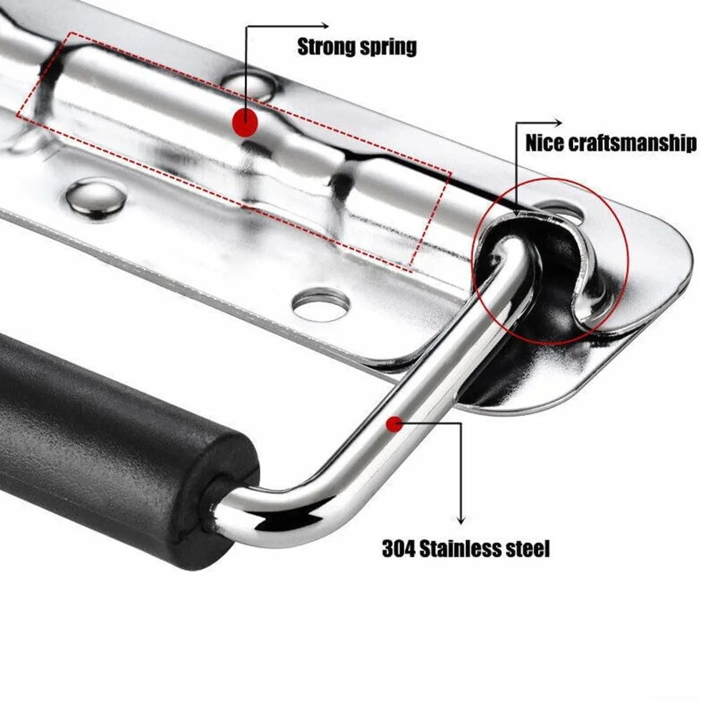 Poignée en caoutchouc à ressort pour étui, coffre, haut-parleurs de cabine, ampli de guitare, boîte personnalisée pour – Poignée de transport en acier inoxydable 304 avec antirouille et (100 mm)