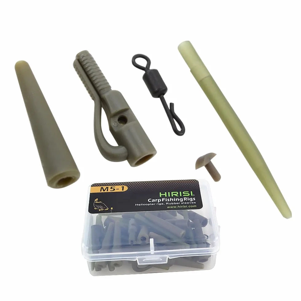 Hirisi Terminal de Peche Lot de 10 Ensembles Accessoires Carpe Tubes Caoutchouc émerillons Perles