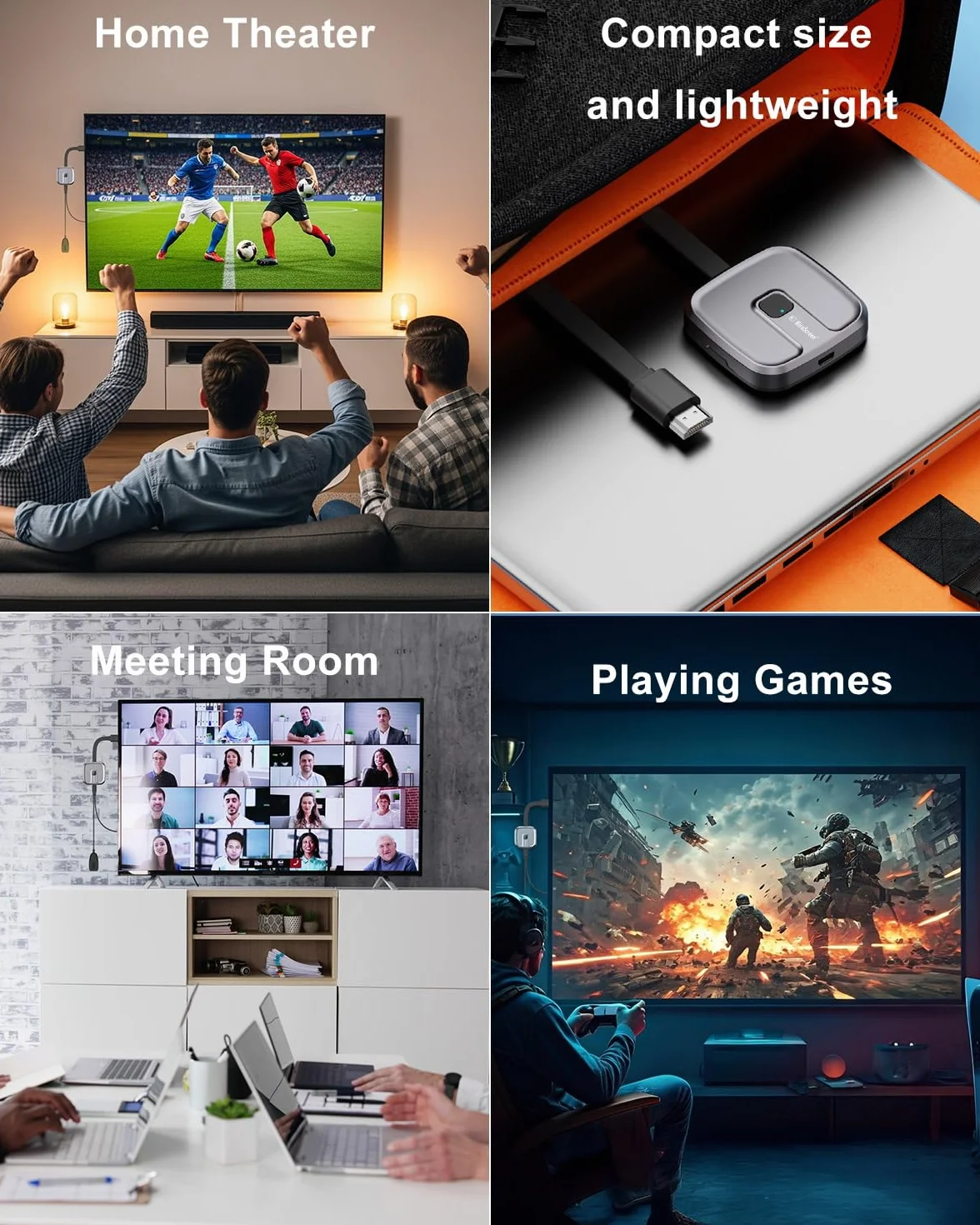 Récepteur HDMI sans Fil 4K 2.4G/5GHz Screen Mirroring Adaptateur pour iOS/Android/Windows/Miracast/Chromecast
