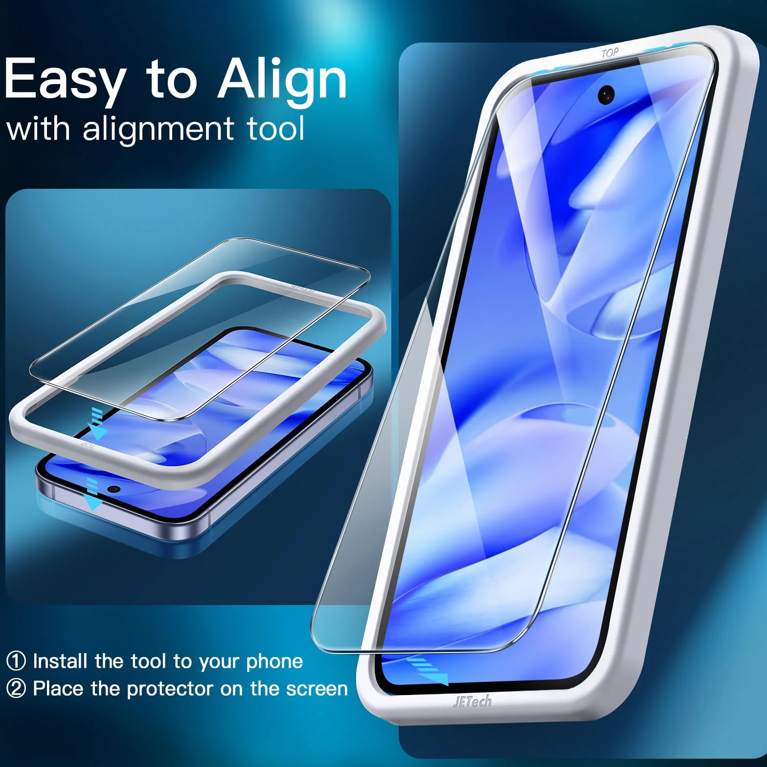JETech Protection D'écran pour Google Pixel 9a 6,3 Pouces 2025, Film en Verre Trempé avec Outil d'Installation Facile, Compatible avec Les Empreintes Digitales, HD Clair, Lot de 3
