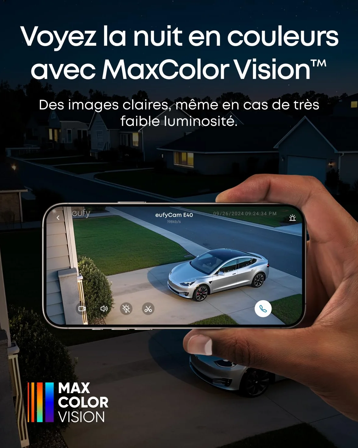 eufy Security eufyCam E40,caméras de sécurité solaires sans Fil pour l’extérieur, 2K avec Panneau Solaire intégré, Vision Nocturne MaxColor,mémoire Extensible, sans Frais d'abonnement mensue