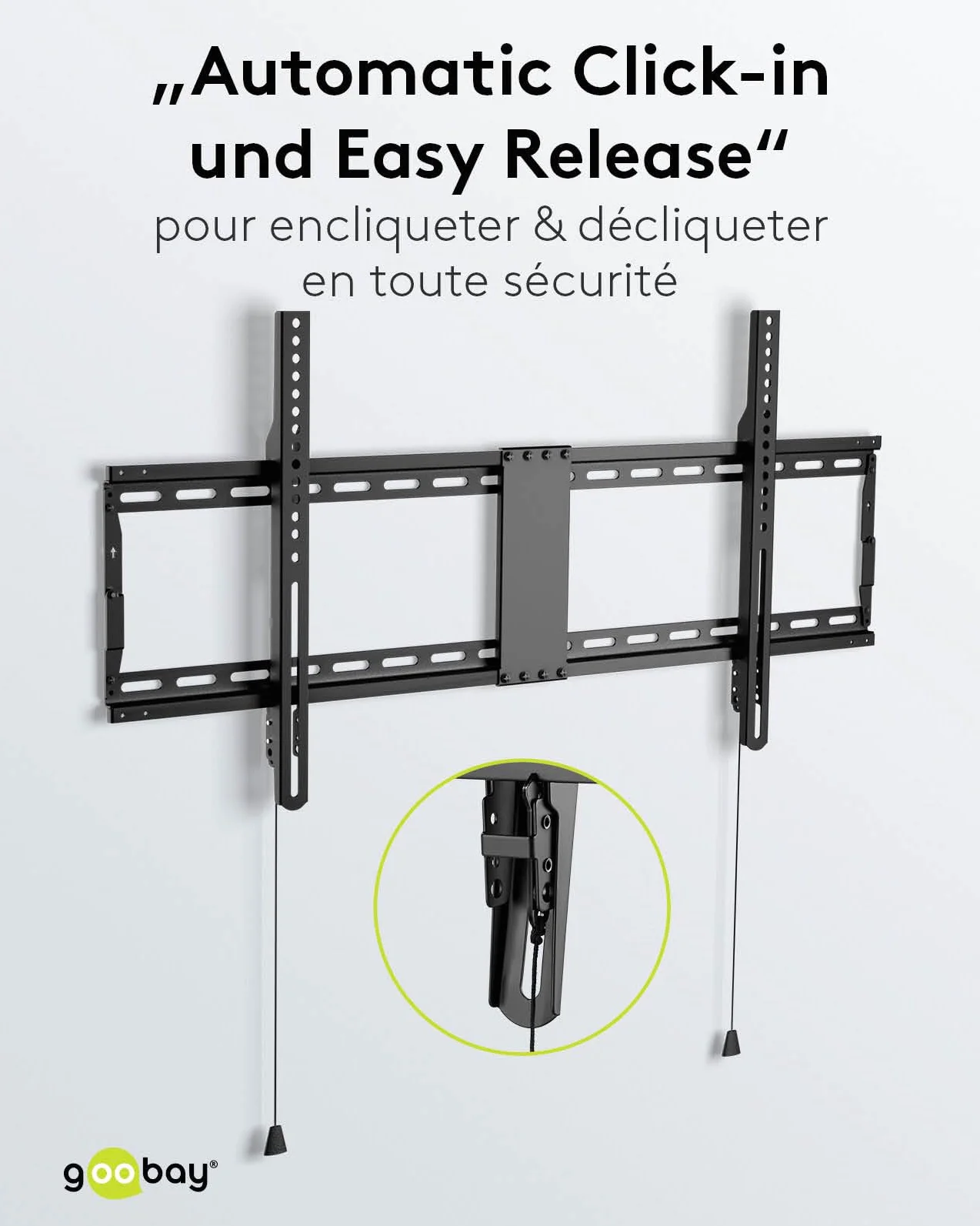 goobay Support TV Mural Fixe 43-100 Pouces Ultra-Plat 29 mm VESA 600x400 Jusqu'à 70 kg - Basic FIXED XL - 49742