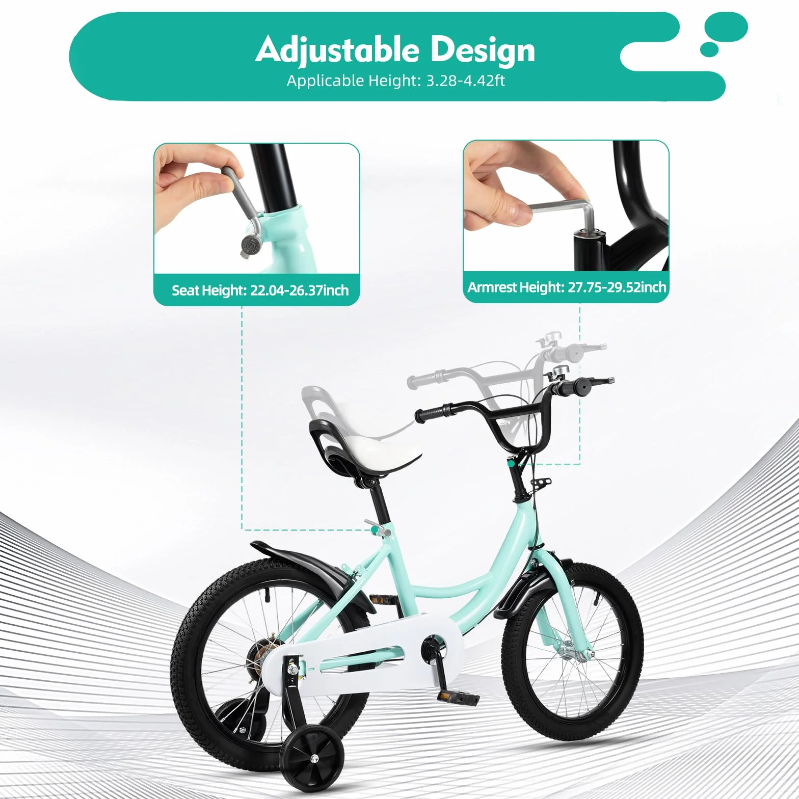 Vélo enfant 16 pouces avec stabilisateurs hauteur réglable