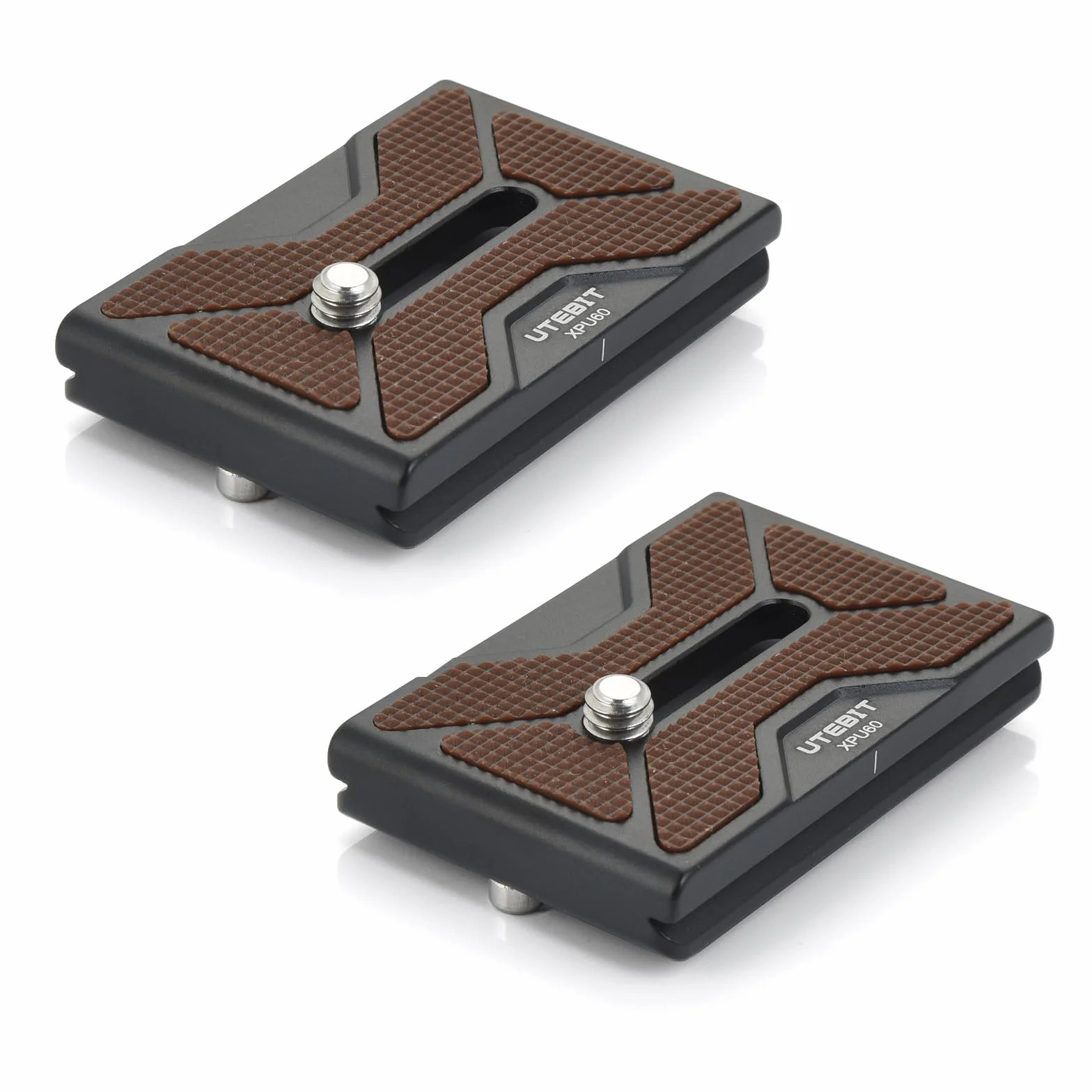 UTEBIT Plaque de Dégagement Rapide PU-60, 2 Pièces Quick Release Plate avec Vis de Caméra 1/4" Arca Swiss Plateau Rapide Compatible pour Trépied, Caméra, Rotule 60mm