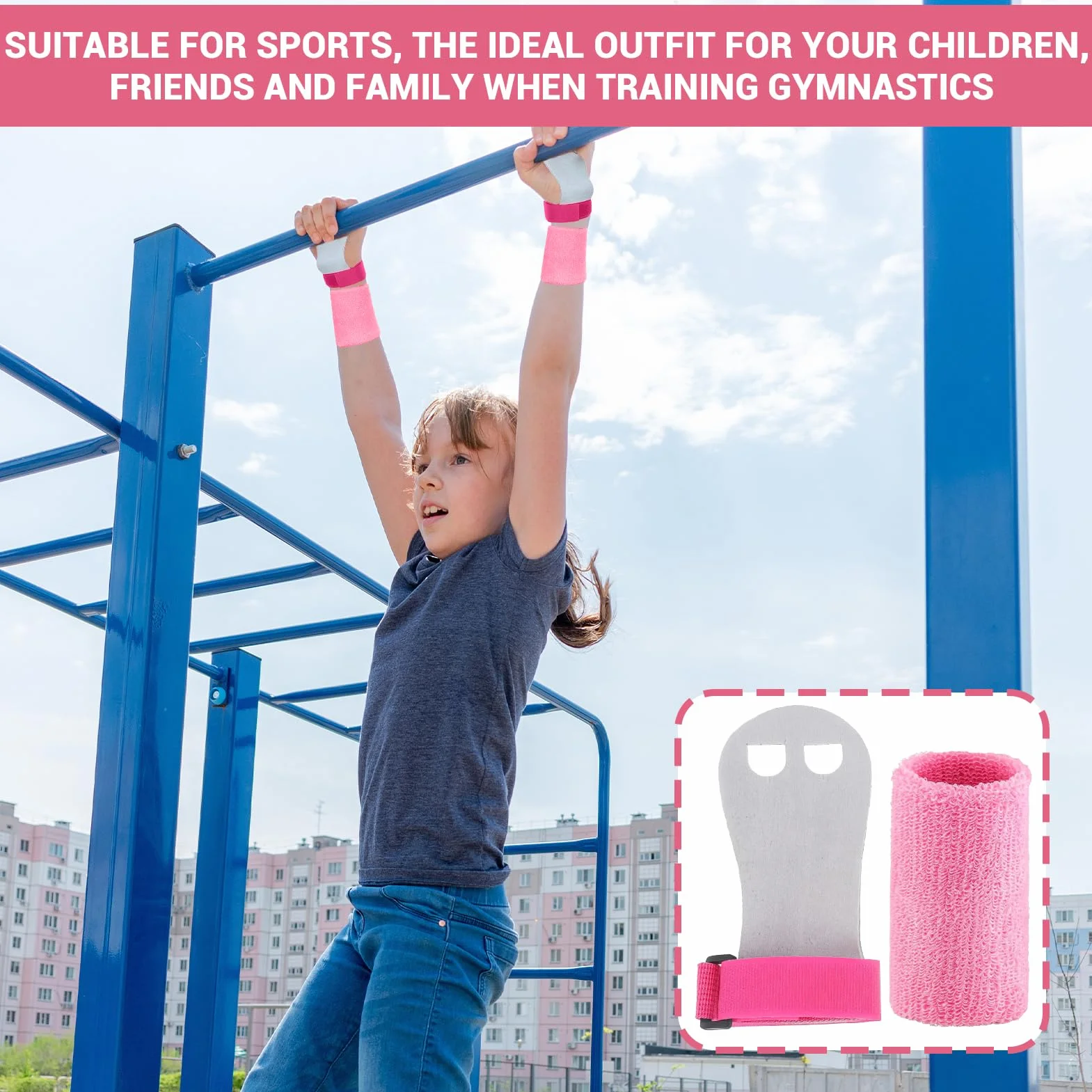 Manique Gymnastique Fille avec Sangles de Protège-Poignet, Gants de Gym pour Enfants - Exercice Traction