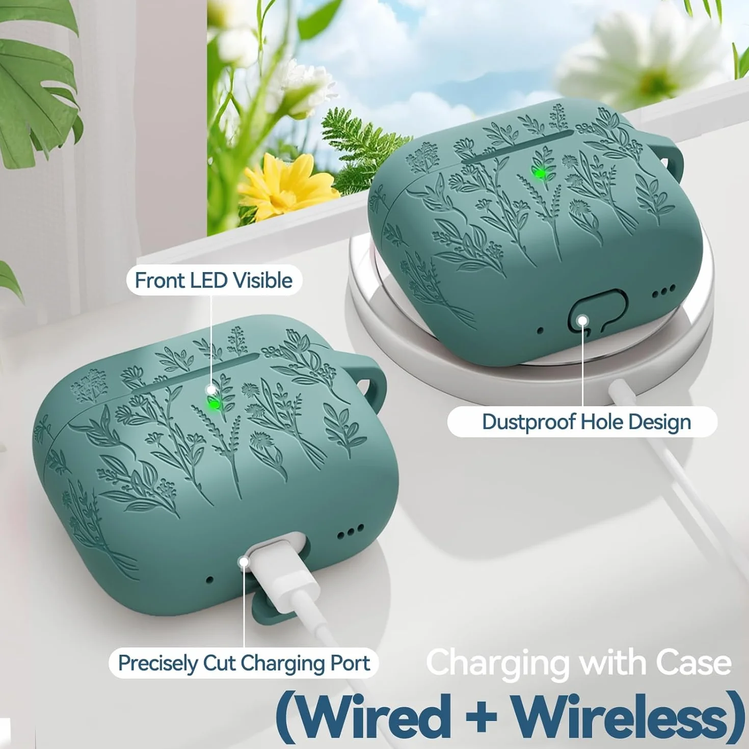 Coque pour AirPods 4 Vert Sapin Gravure au laser Étui de Protection AirPods 4 & ANC