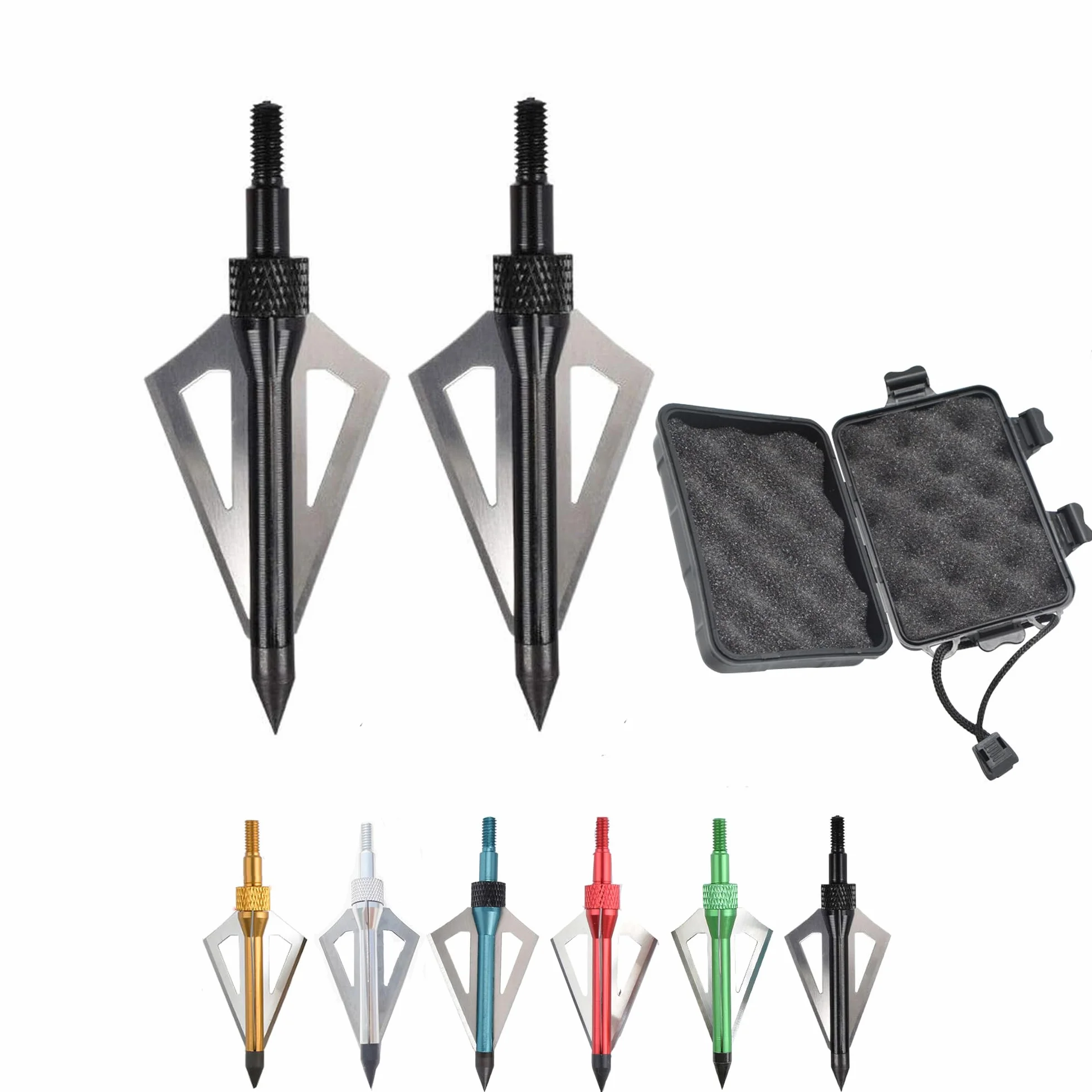 Pointes de Flèches 100 Grain Broadheads Tir à l'arc Conseils avec Boîte Chasse