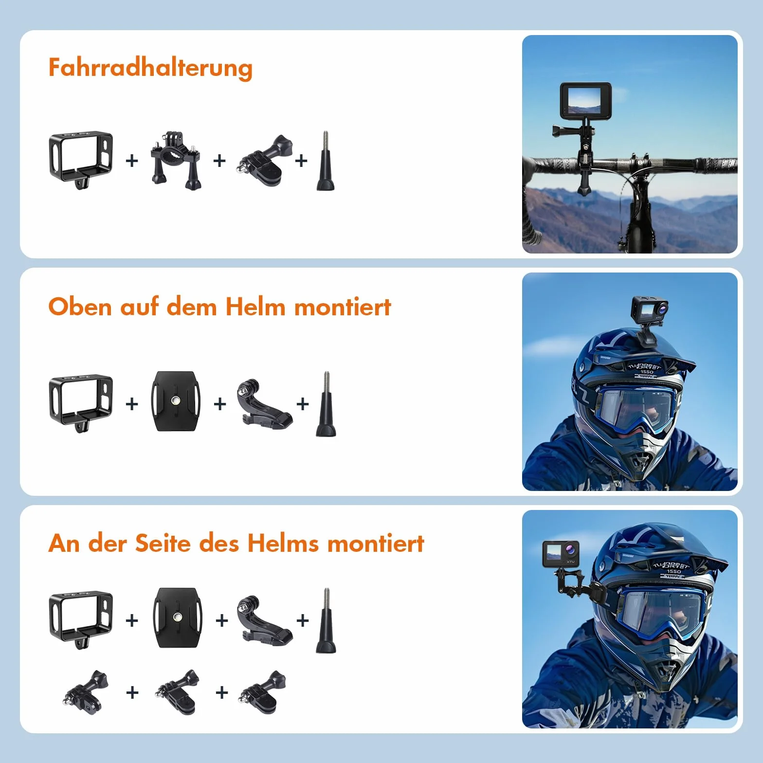 XTU Camera Sport 4K avec Carte SD 64Go – Cam Sport 4K Étanche 40M, Caméra Action Grand Angle 170°, Stabilisation EIS, Double Écran Tactile, WiFi, Camera Moto pour Plongée, Ski, Vlog